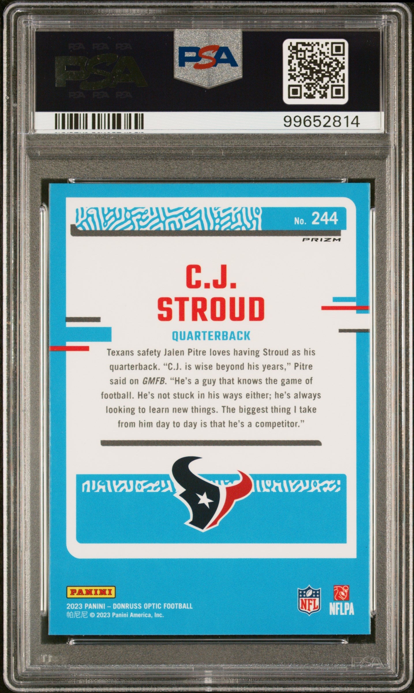 2023 Donruss Optic CJ Stroud Pink Rated Rookie PSA 10 GEM MINT Houston Texans - Graded Sports Cards