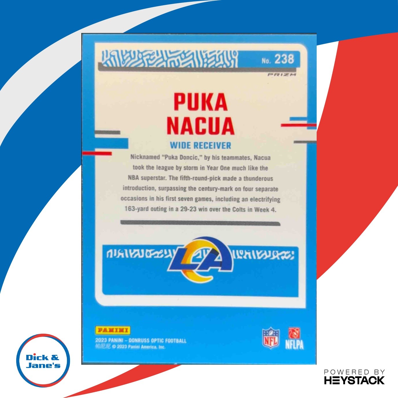 2023 Donruss Optic Puka Nacua Purple Shock Prizm #238 RC Rated Rookie LA Rams - Sports Cards