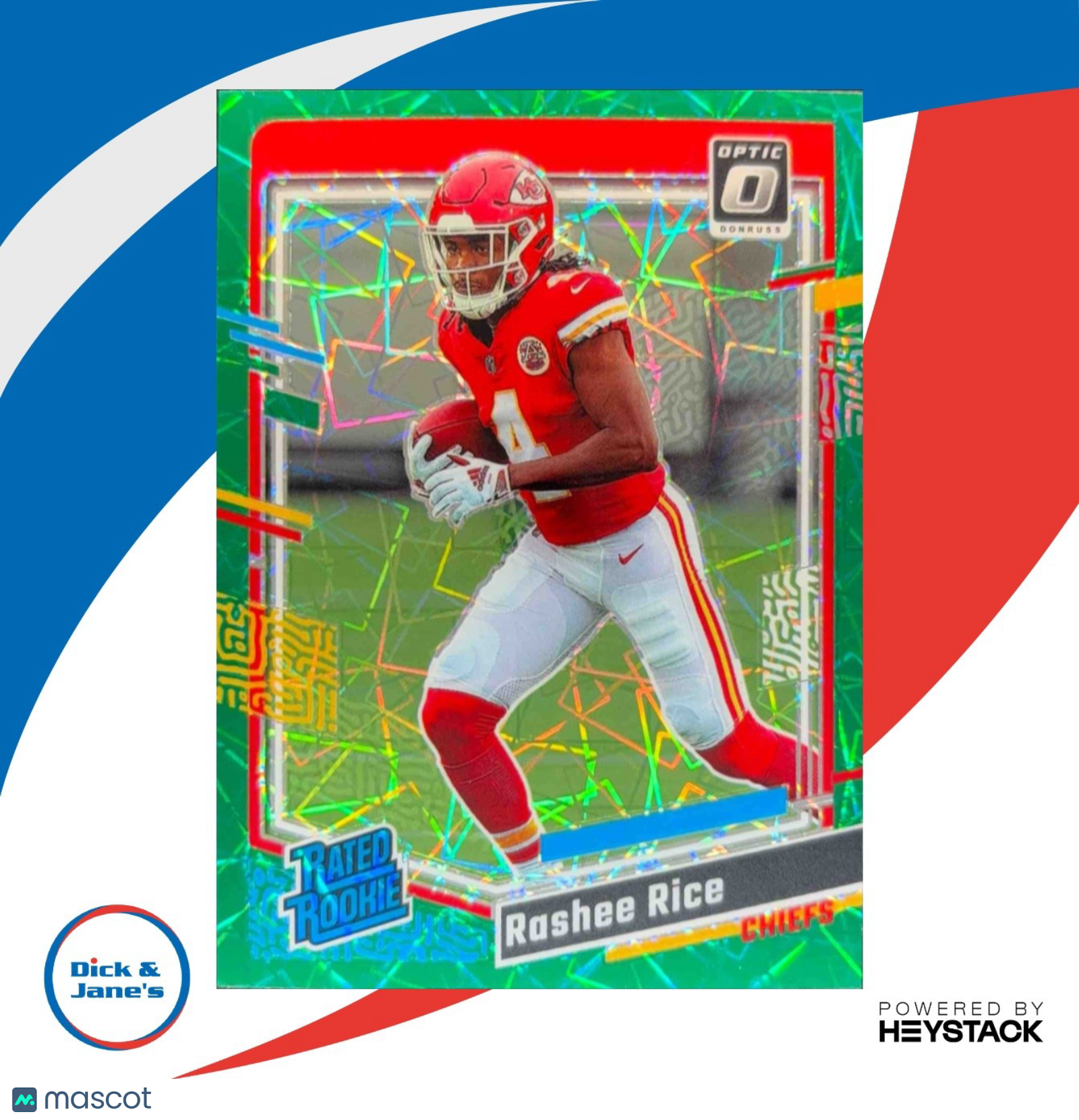 2023 Donruss Optic Rashee Rice Green Velocity Prizm #257 RC Rated Rookie Chiefs - Sports Cards