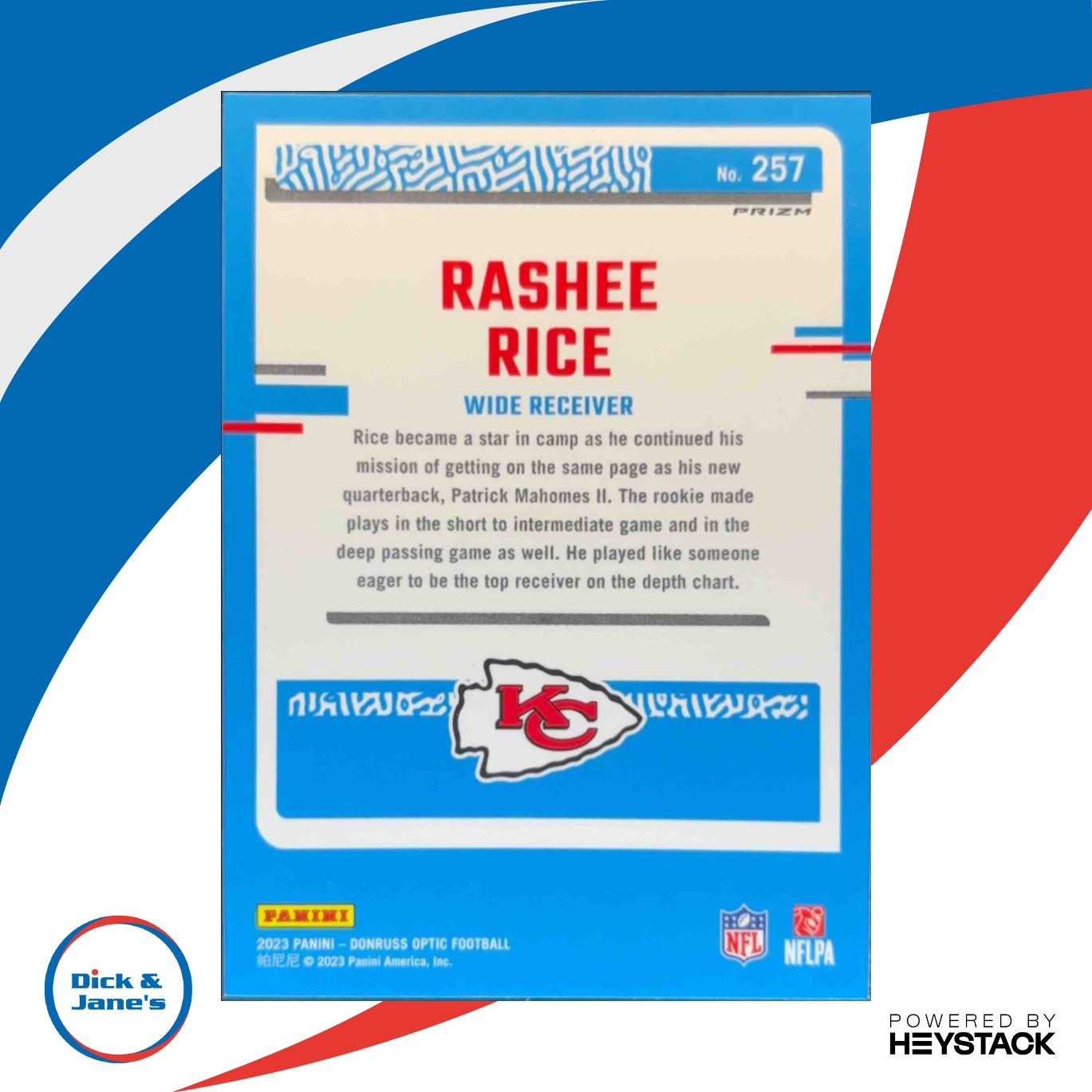 2023 Donruss Optic Rashee Rice Green Velocity Prizm #257 RC Rated Rookie Chiefs - Sports Cards