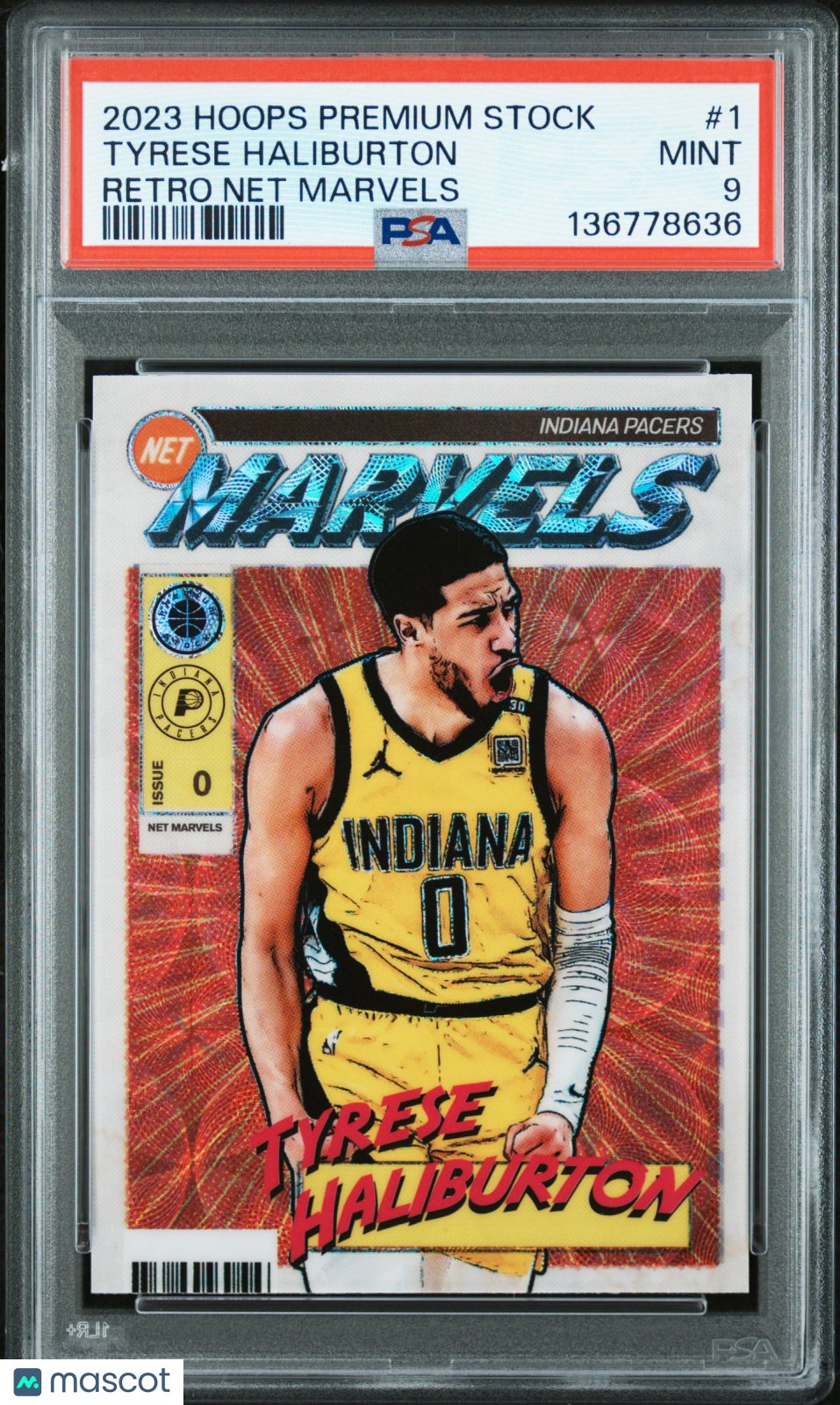 2023 Hoops Premium Stock Retro Net Marvels Tyrese Haliburton #1 PSA 9 Pacers - Graded Sports Cards