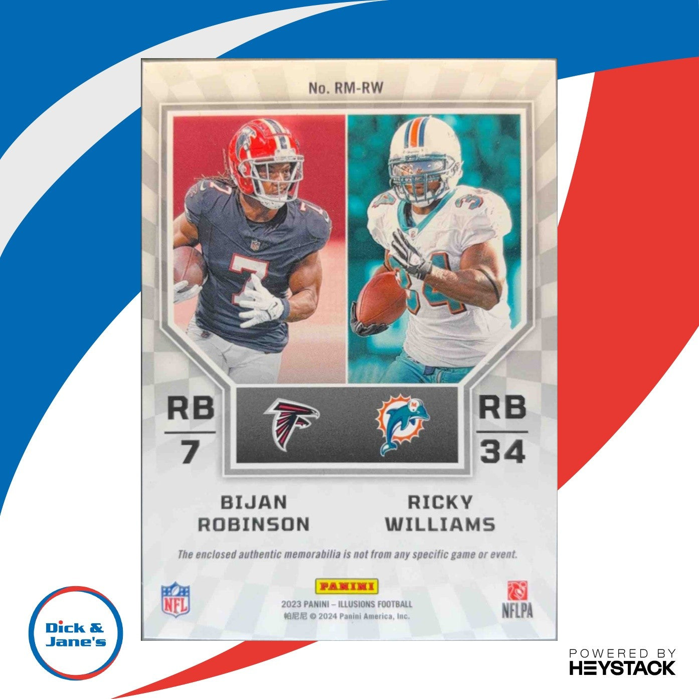 2023 Illusions Bijan Robinson Ricky Williams Rookie Idols Dual Mem Black 33/50 - Sports Cards