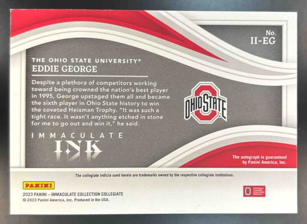 2023 Immaculate Collection Collegiate Eddie George Ink /49 Auto Buckeyes - Sports Cards