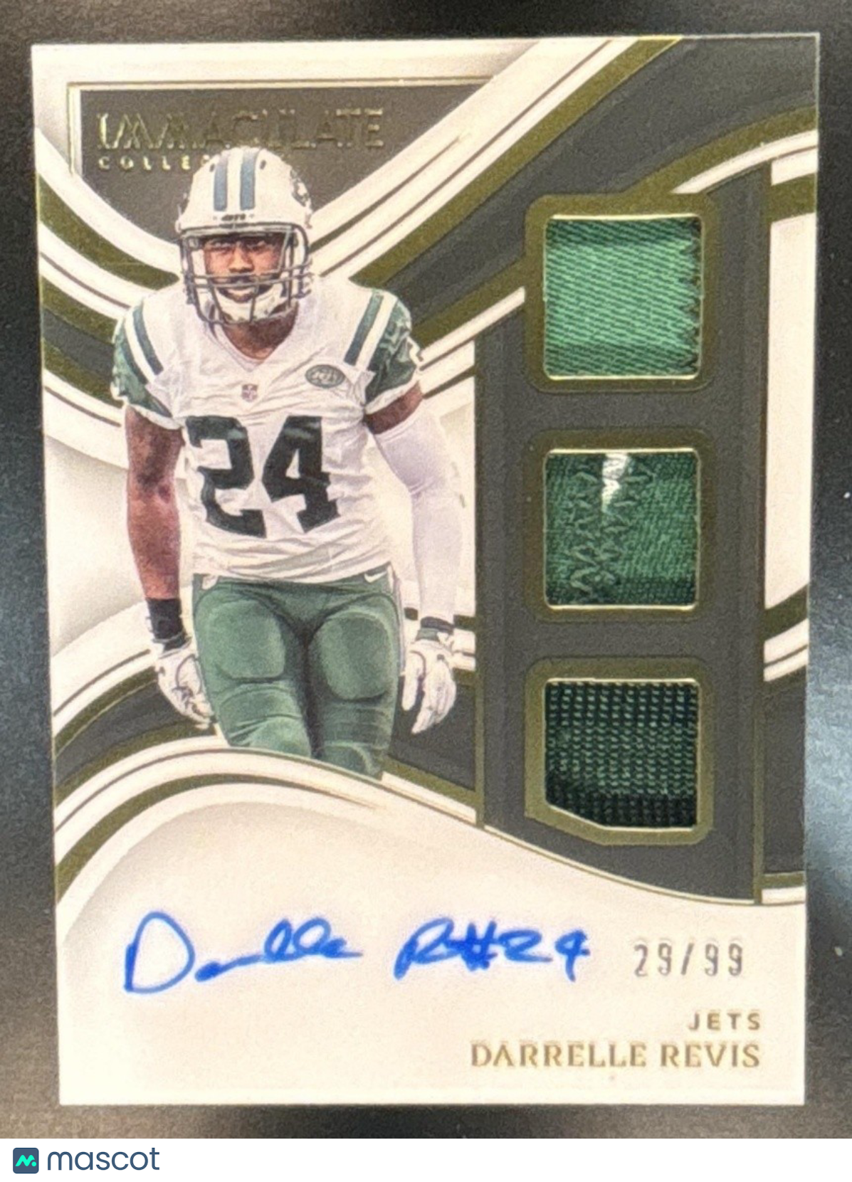 2023 Immaculate Collection Darrelle Revis Triple Patch Auto /99 MEM Jets - Sports Cards