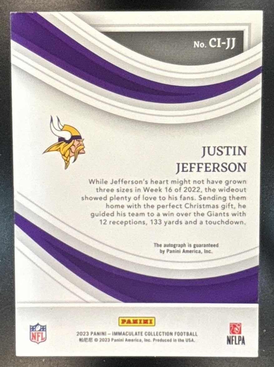 2023 Immaculate Collection Justin Jefferson Cleat Impressions Auto /25 Vikings - Sports Cards