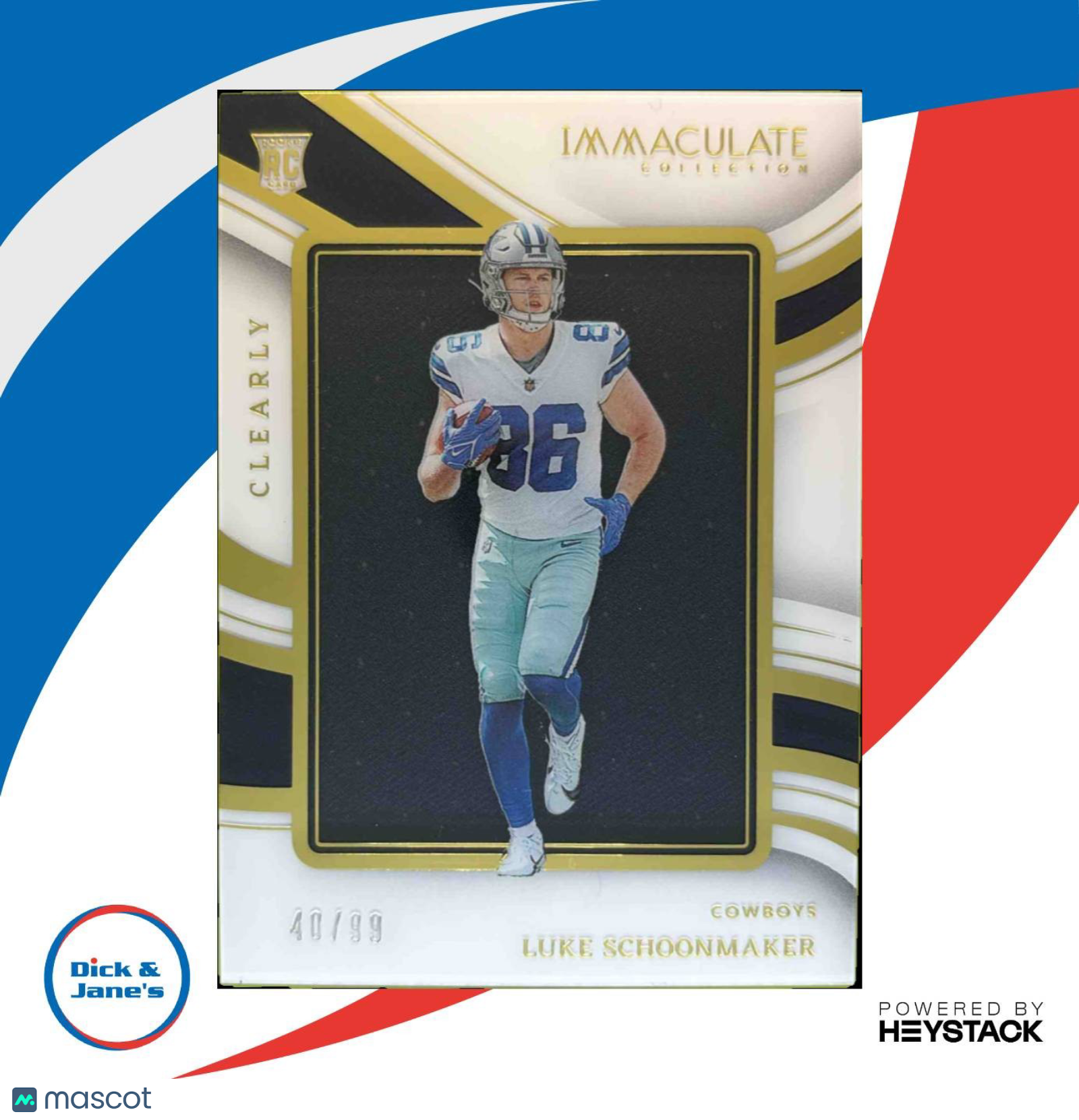 2023 Immaculate Collection Luke Schoonmaker Clearly Rookie Jerseys /99 RC Dallas - Sports Cards