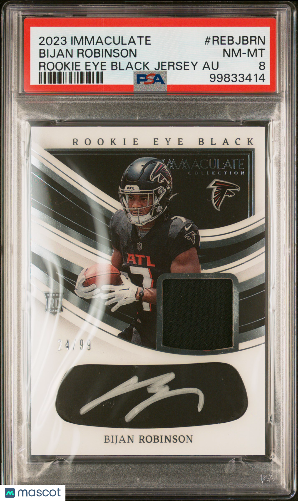 2023 Immaculate Rookie Eye Black Jersey Auto Bijan Robinson 24/99 PSA 8 - Graded Sports Cards