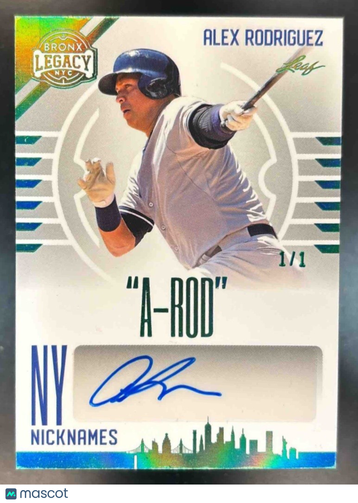 2023 Leaf A Bronx Legacy Alex Rodriguez Nicknames 1/1 NY Yankees ’A-Rod’ Auto - Sports Cards