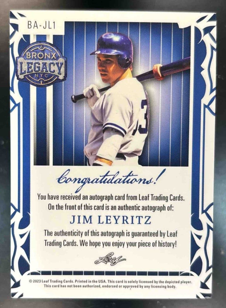 2023 Leaf A Bronx Legacy Jim Leyritz Auto /65 - Non-Sports Cards
