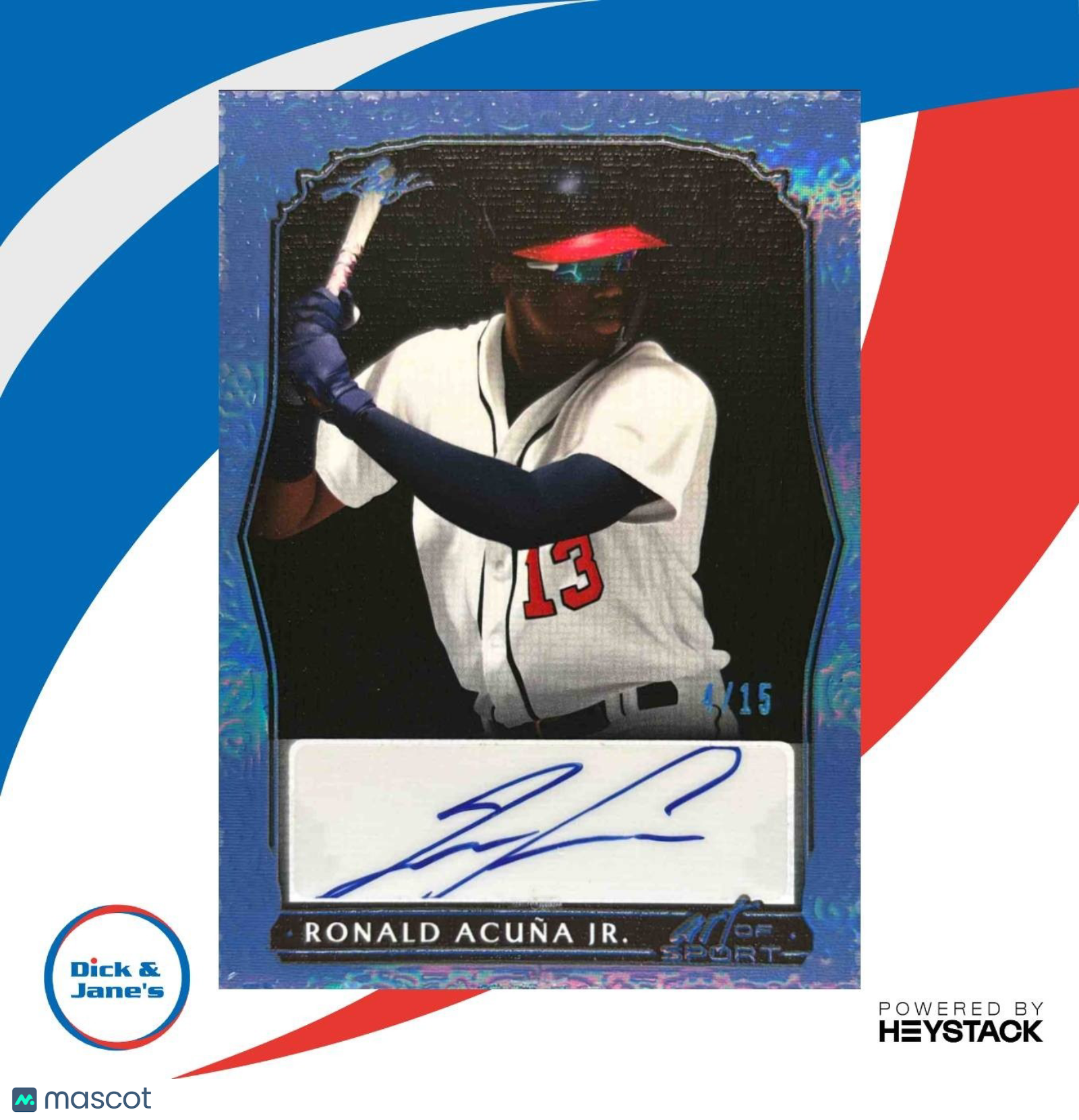 2023 Leaf Art of Sport Ronald Acuna Jr. Auto Blue /15 #BA-RAJ - Sports Cards