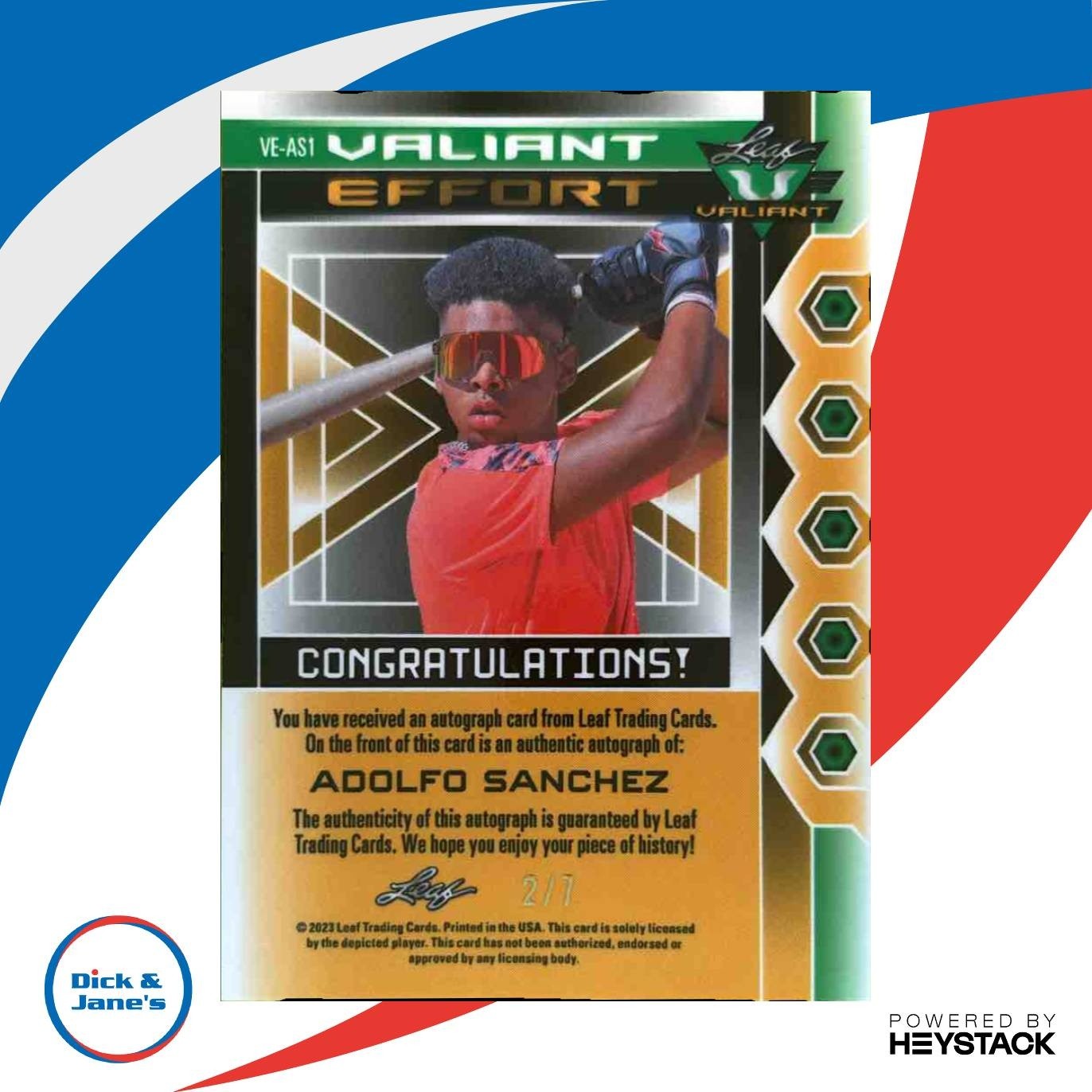 2023 Leaf Eclectic Adolfo Sanchez Valiant Effort Pink Prismatic /7 #VE-AS1 Auto - Sports Cards