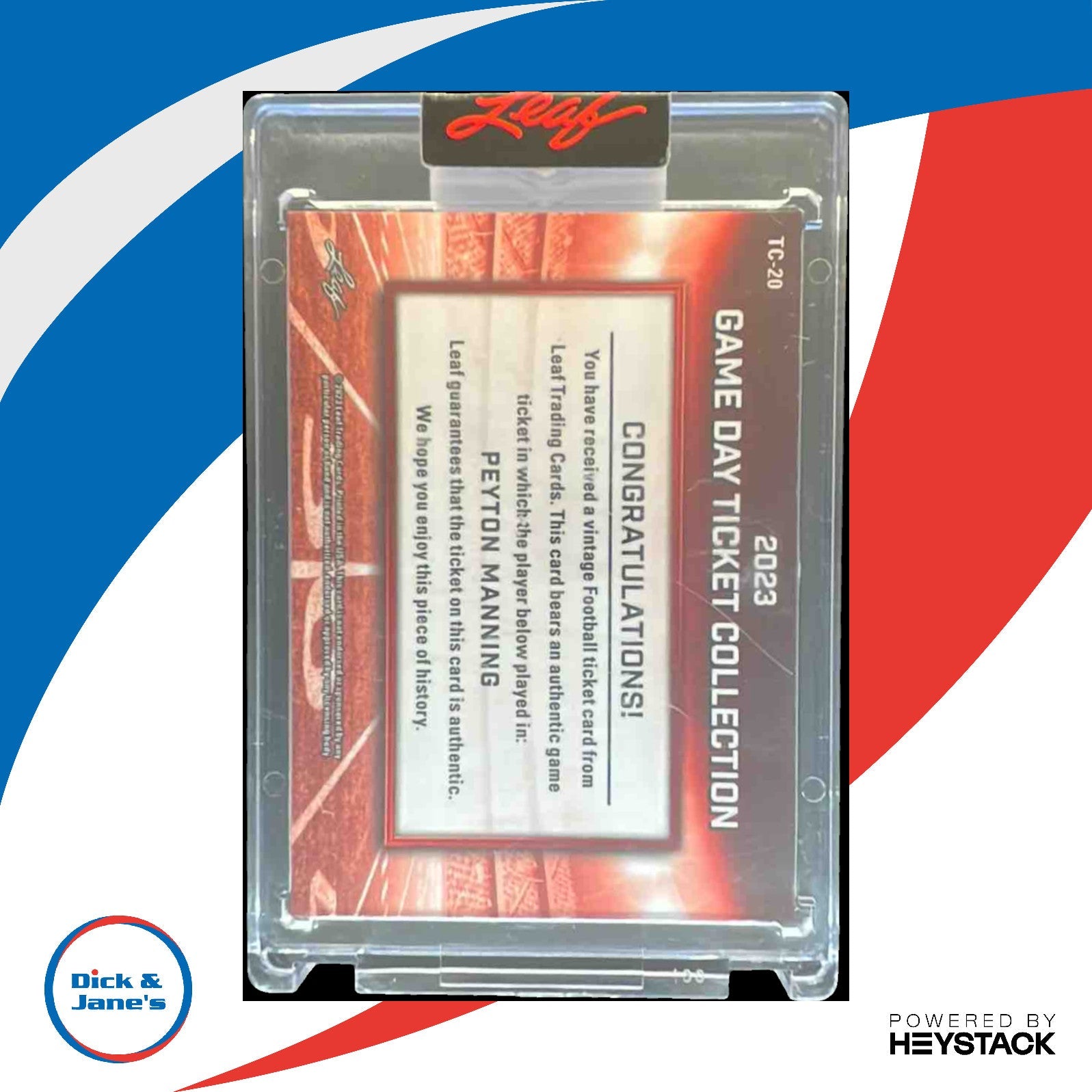 2023 Leaf Game Day Ticket Collection Peyton Manning #TC-20 - Sports Cards