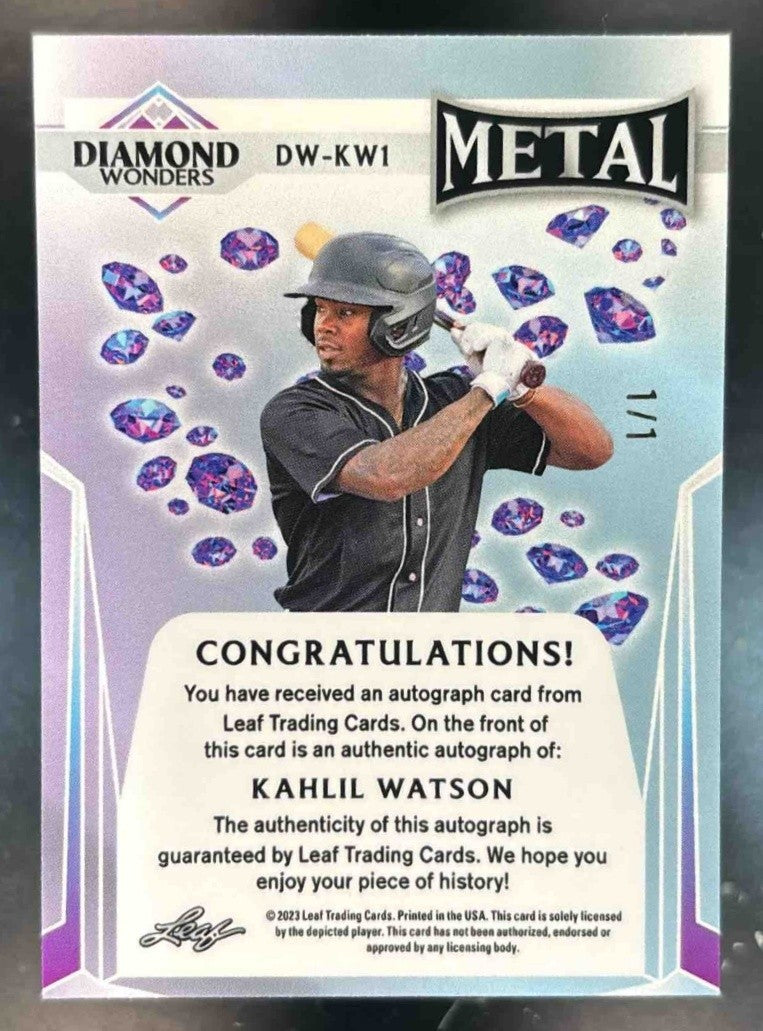 2023 Leaf Metal Kahlil Watson Diamond Wonders Auto 1/1 #DW-KW1 - Sports Cards