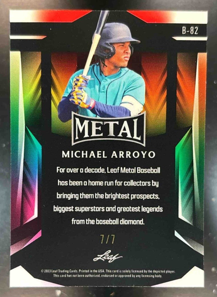 2023 Leaf Metal Michael Arroyo Pink /7 #B-82 - Sports Cards
