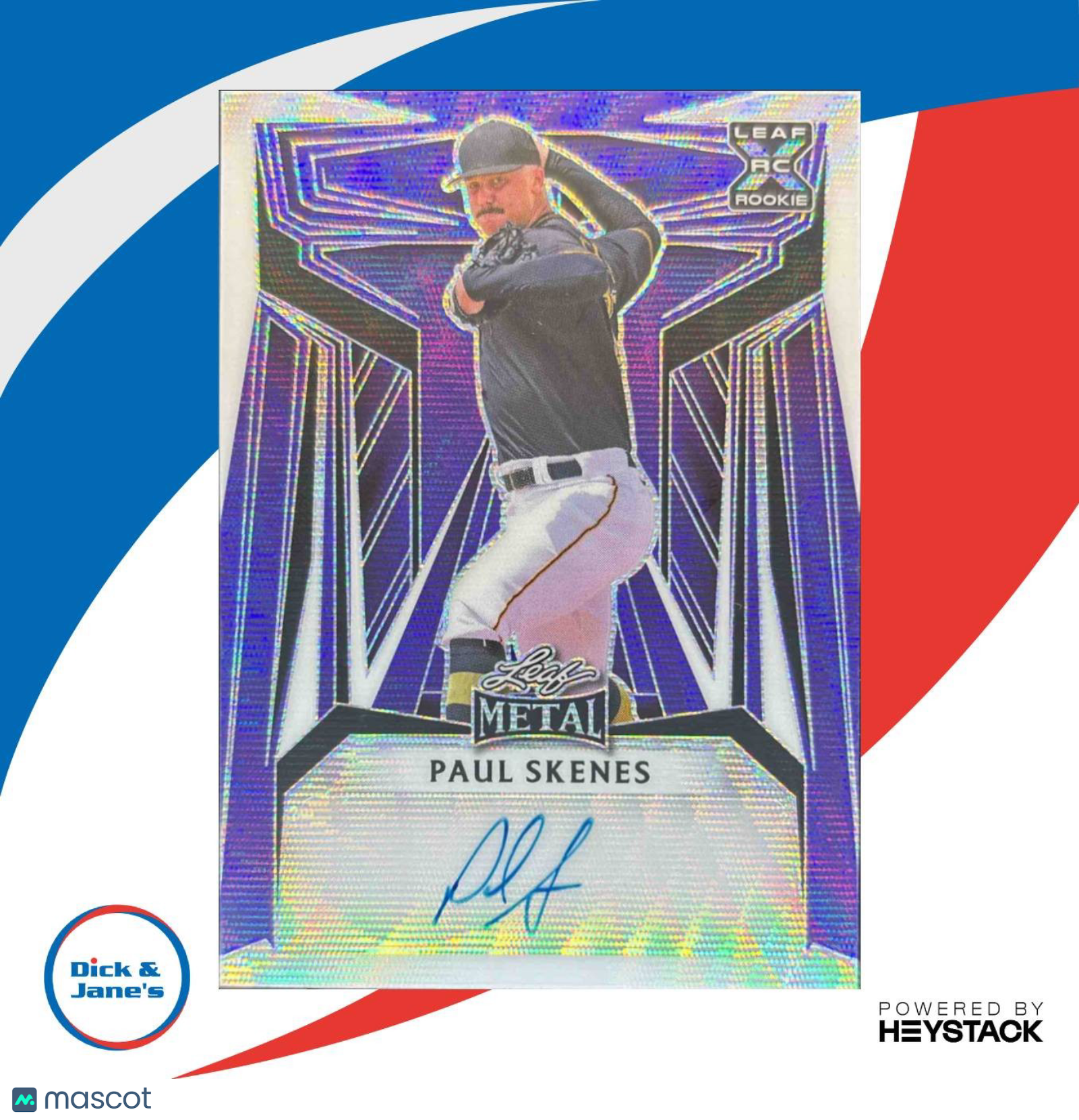 2023 Leaf Metal Paul Skenes Auto Purple Wave /7 BA-PS1 Pittsburgh Pirates Rookie - Sports Cards