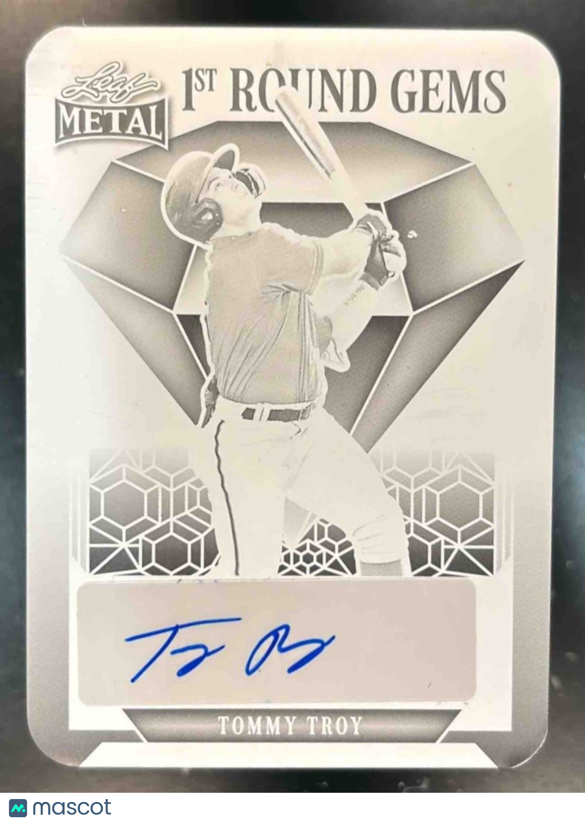 2023 Leaf Metal Tommy Troy 1st Prospect Round Gems Auto Black Printing Plate 1/1 - Sports Cards