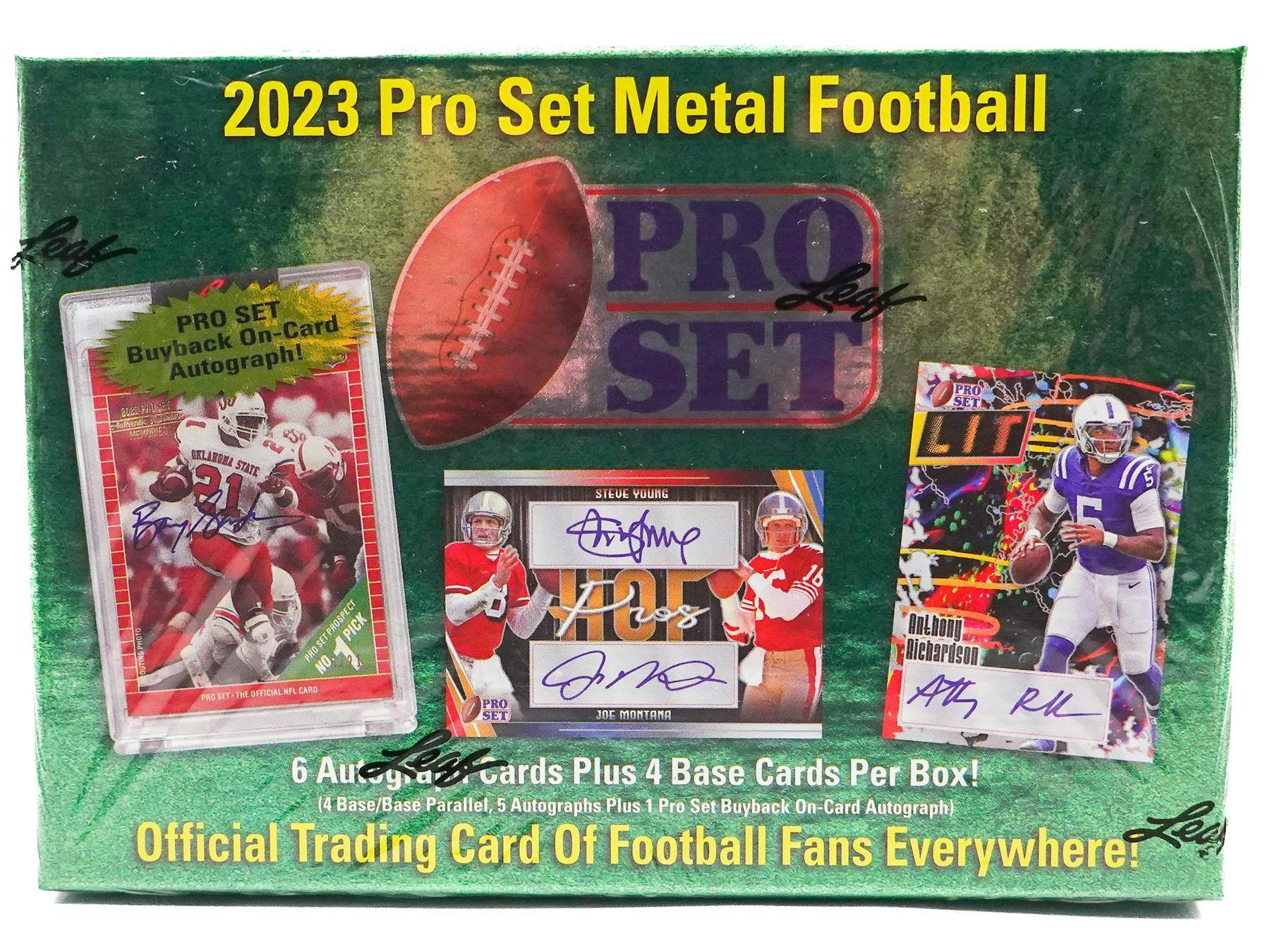 2023 Leaf Pro Set Metal Football Hobby Box (6 Autos / Box) Stroud & More! - NFL Hobby Box