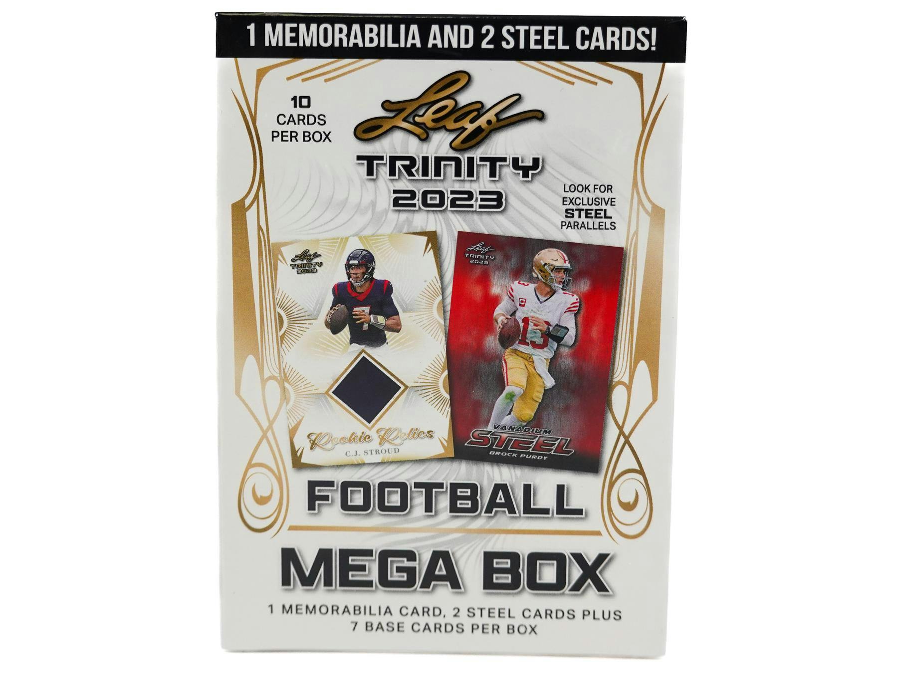 2023 Leaf Trinity Football Mega Box (1 Mem and 2 Steel Cards) NFL Hobby Box