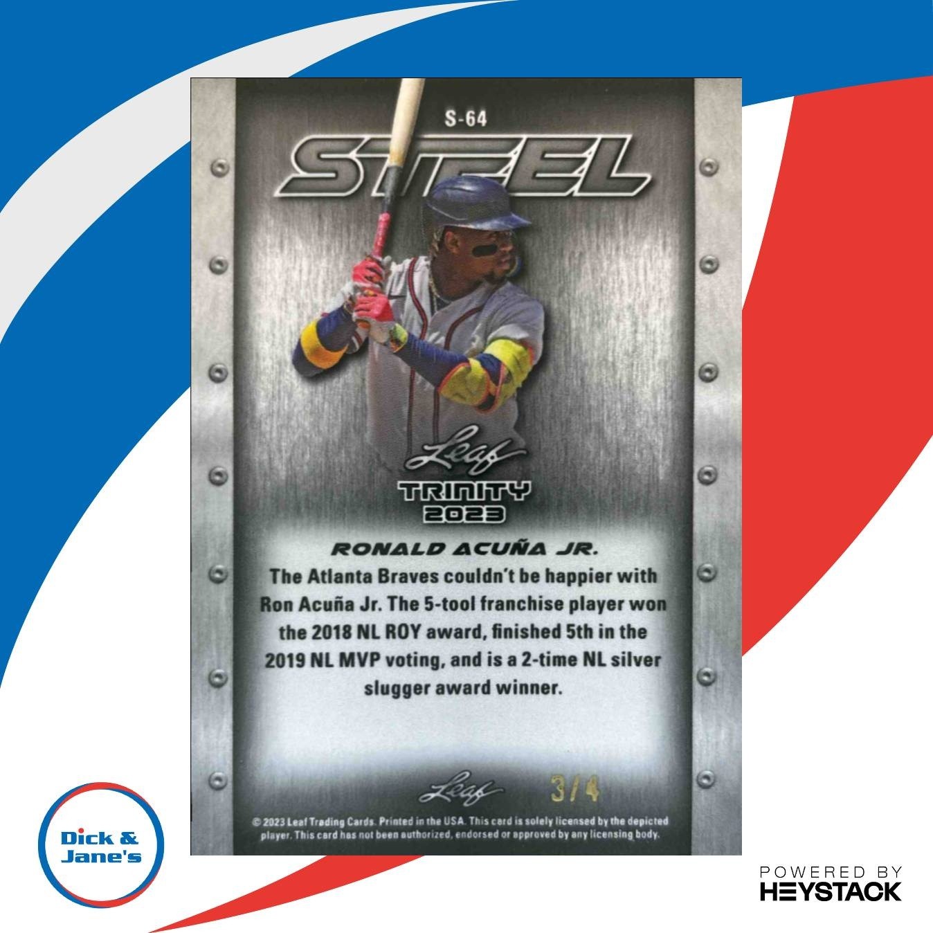 2023 Leaf Trinity Mega Box Ronald Acuna Jr. Steel Green #S-64 SER /4 Braves - Sports Cards