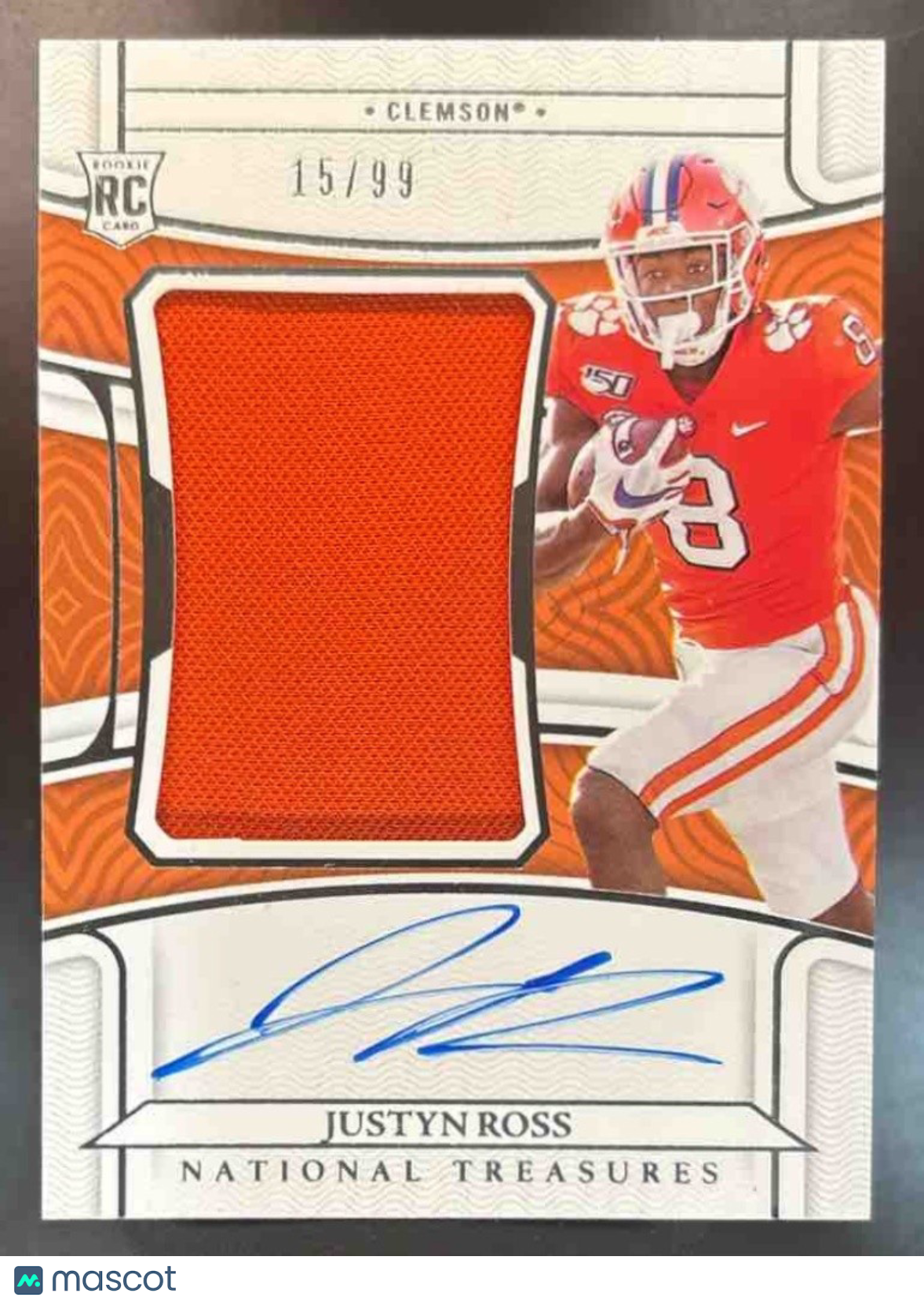 2023 National Treasures Collegiate Justyn Ross Patch Auto /99 MEM Clemson Tigers - Sports Cards