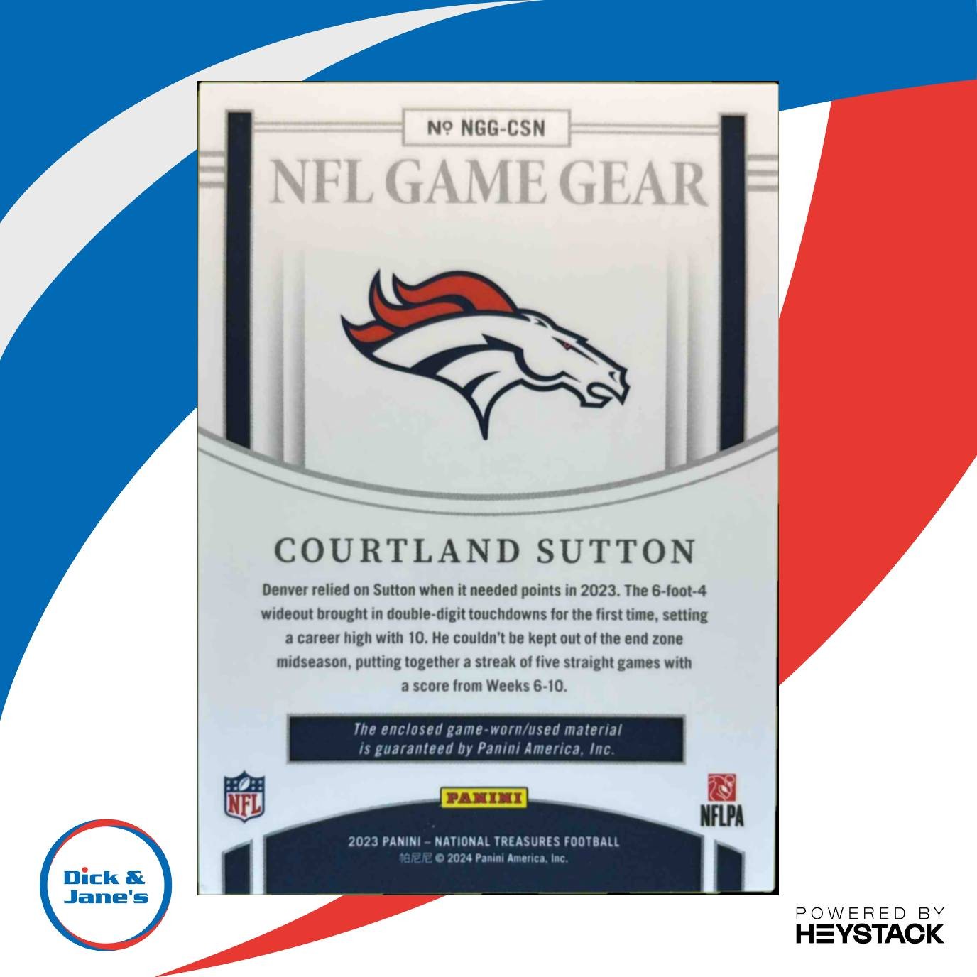 2023 National Treasures Courtland Sutton NFL Game Gear 90/99 Denver Broncos Sports Cards