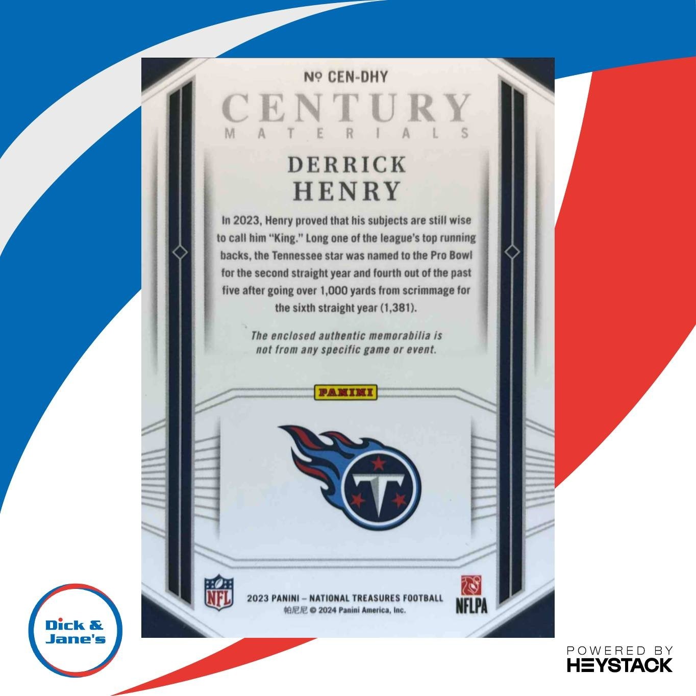 2023 National Treasures Derrick Henry Century Material Gold /49 Tennessee Titans - Sports Cards