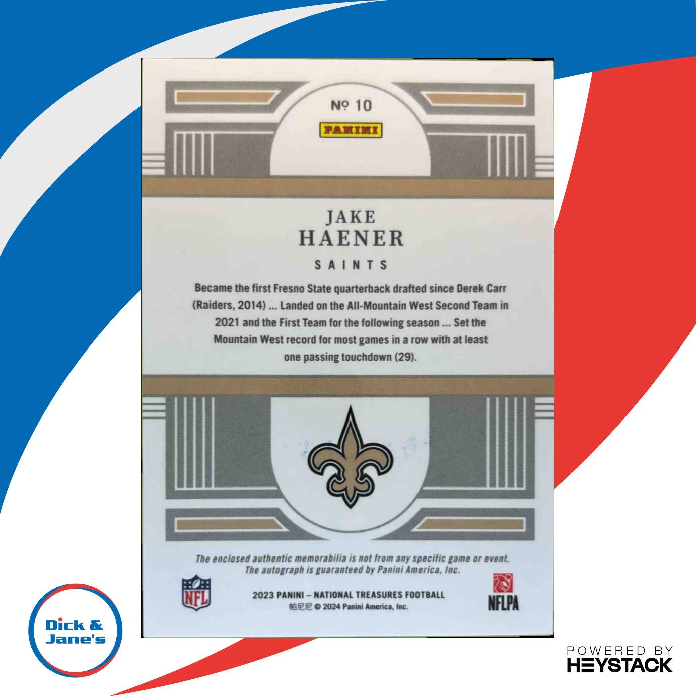 2023 National Treasures Jake Haener Rookie Material Signatures RPS 7/99 Auto Sports Cards