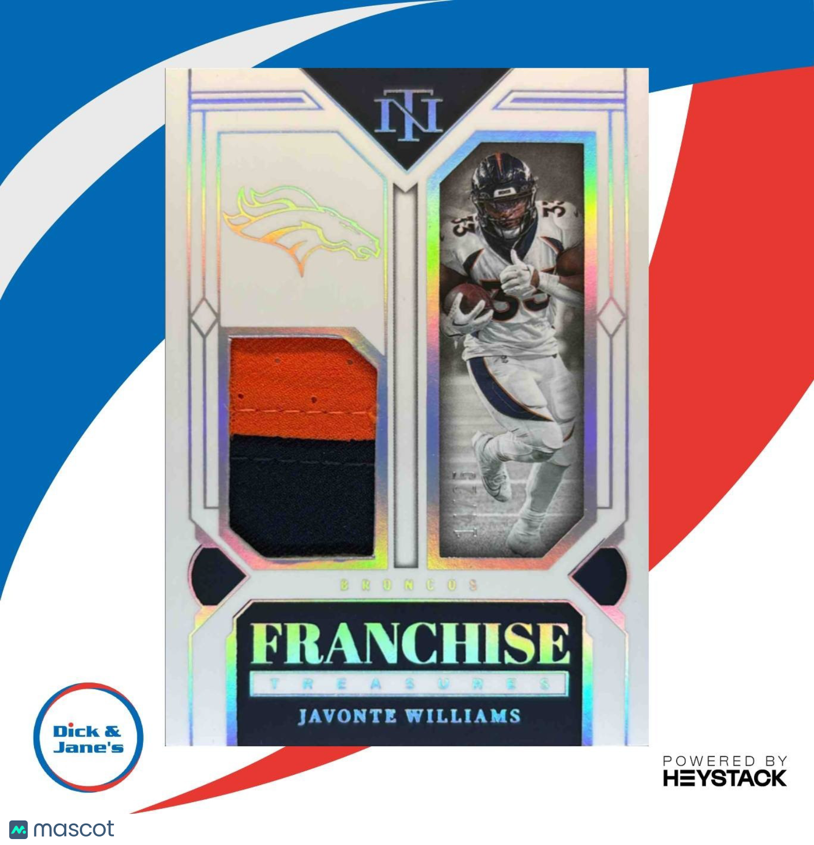 2023 National Treasures Javonte Williams Franchise Prime Holo Silver /25 Broncos - Sports Cards