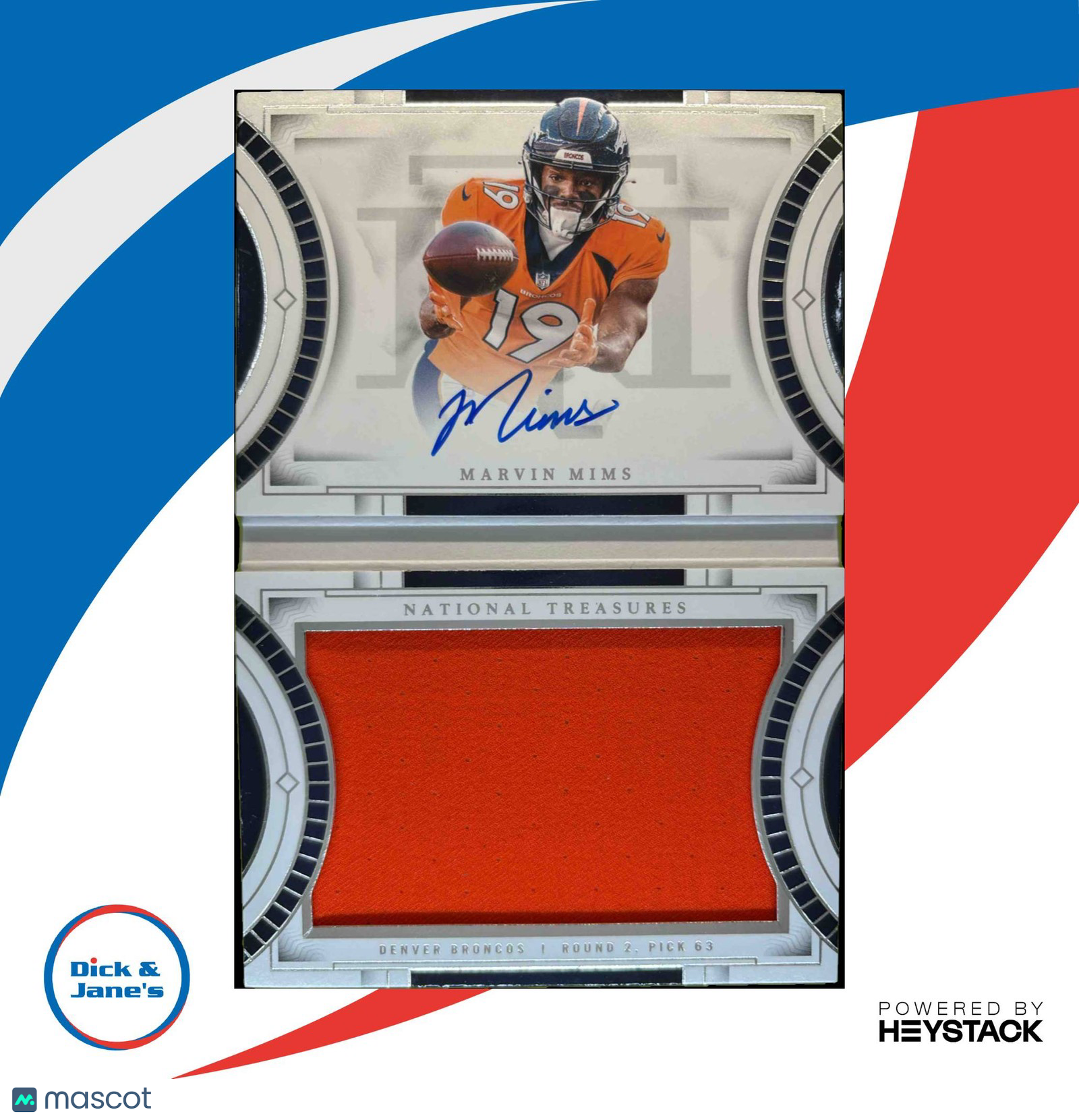 2023 National Treasures Marvin Mims Rookie Jumbo Prime Signatures Booklet 49/99 - Sports Cards