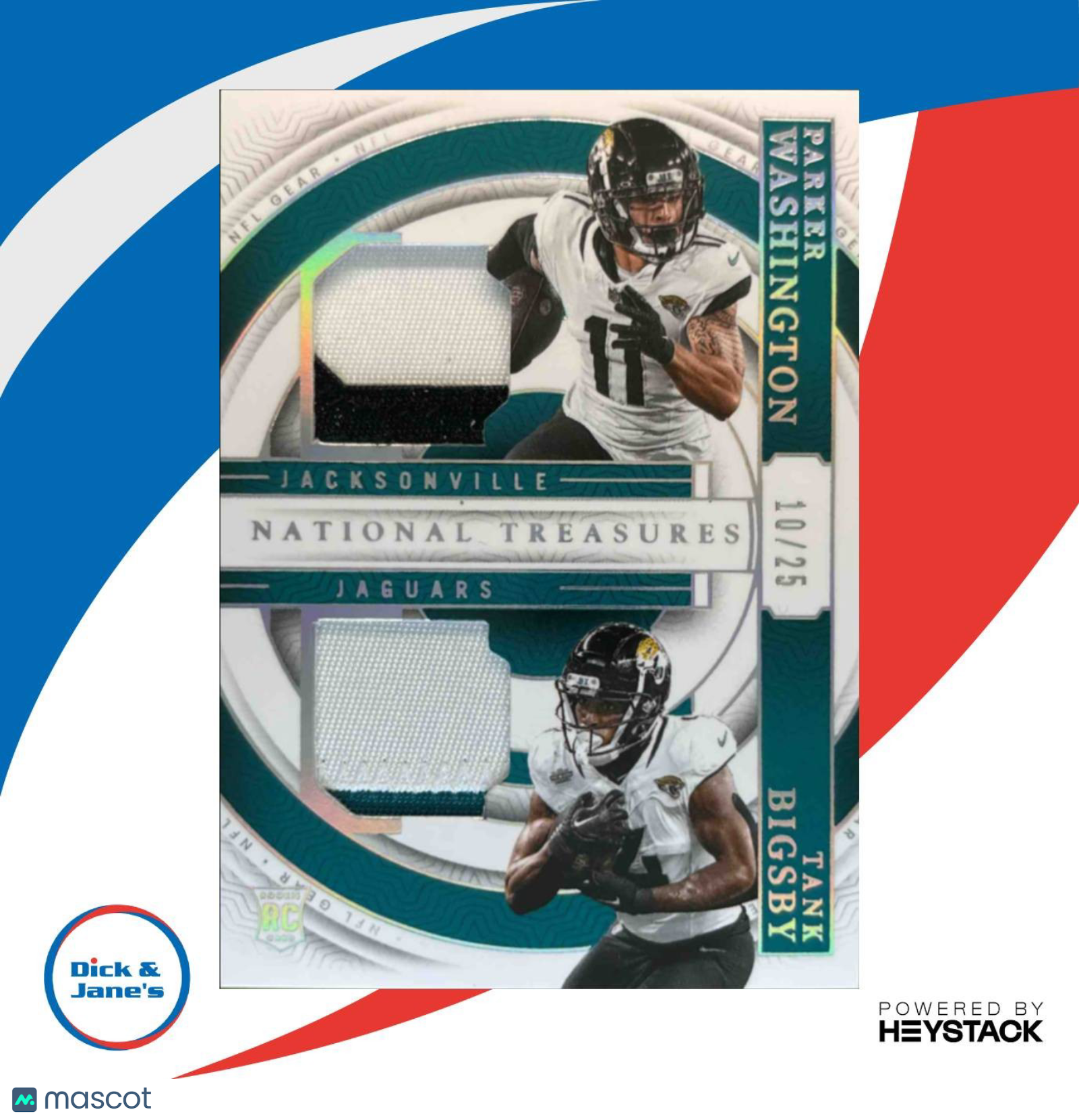 2023 National Treasures Parker Washington Bigsby Rookie NFL Gear Combo Holo /25 - Sports Cards