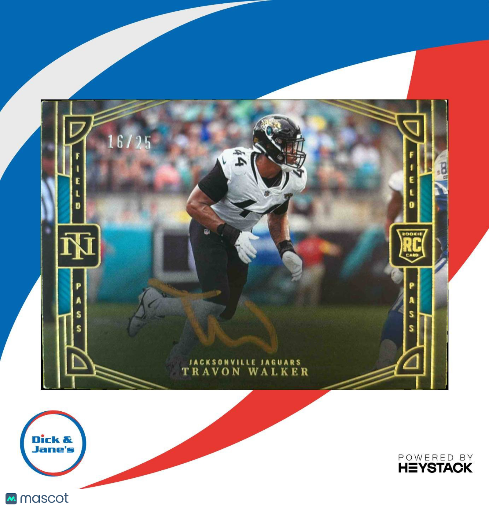 2023 National Treasures Travon Walker Rookie Signatures Field Pass Gold /25 Auto Sports Cards