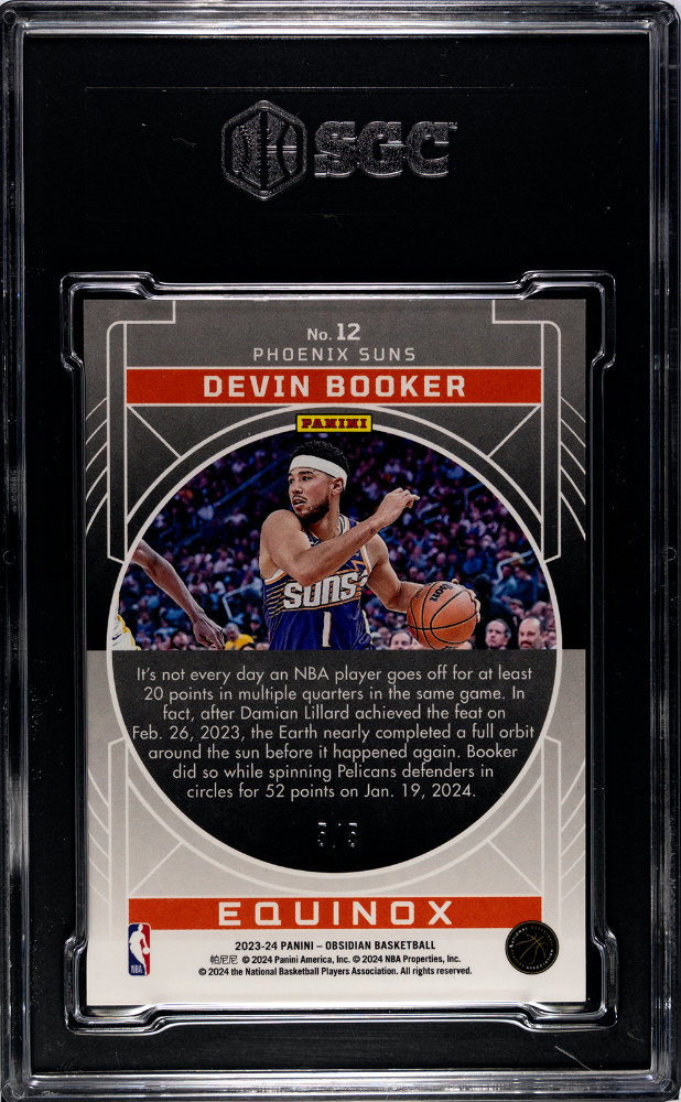 2023 Obsidian Devin Booker Equinox Electric Etch Deep Sea Mojo 5/5 SGC 8.5 Suns - Graded Sports Cards
