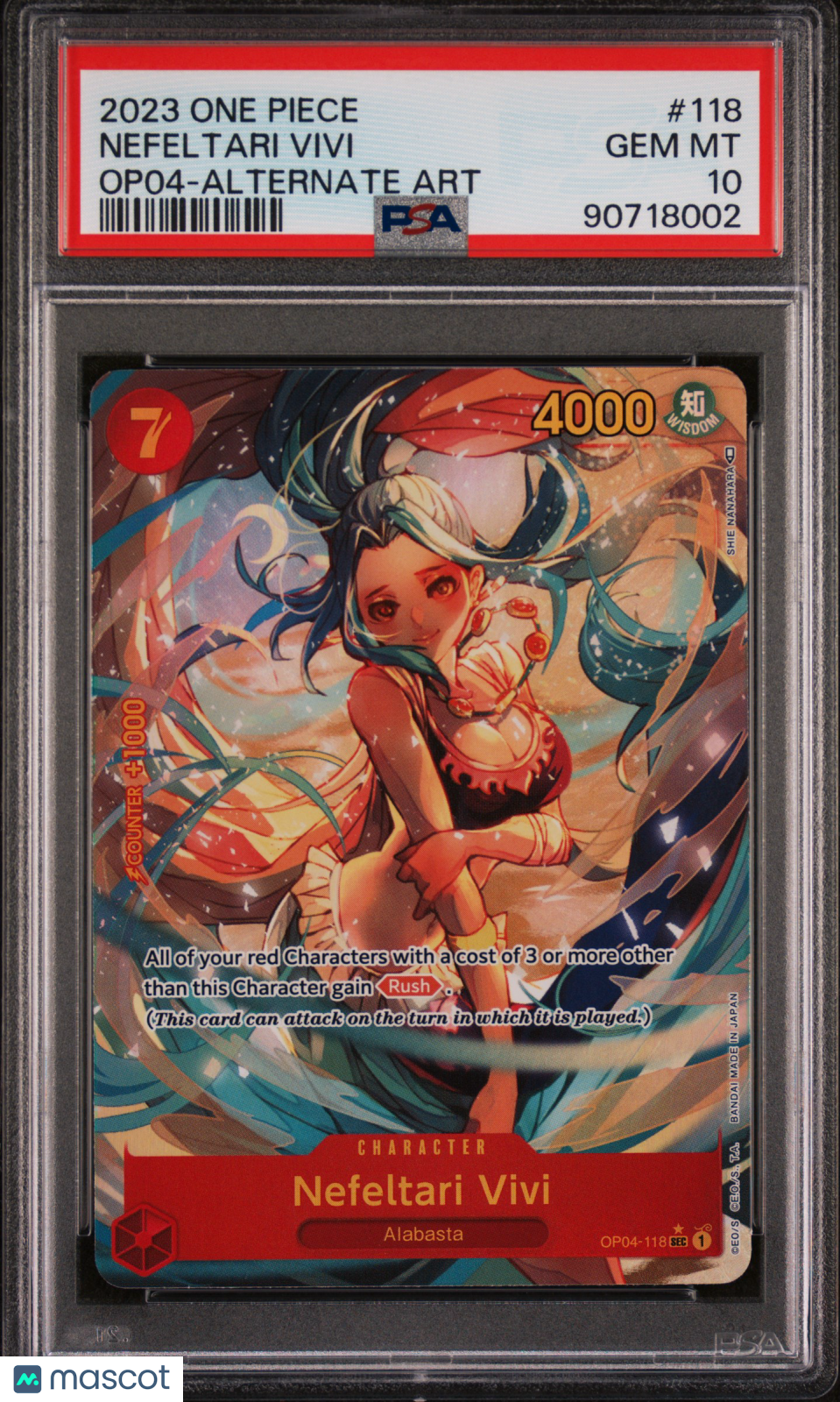 2023 One Piece OP04-Kingdoms Of Intrigue Nefeltari Vivi #118 Alt Art PSA 10 - Graded TCG/CCG