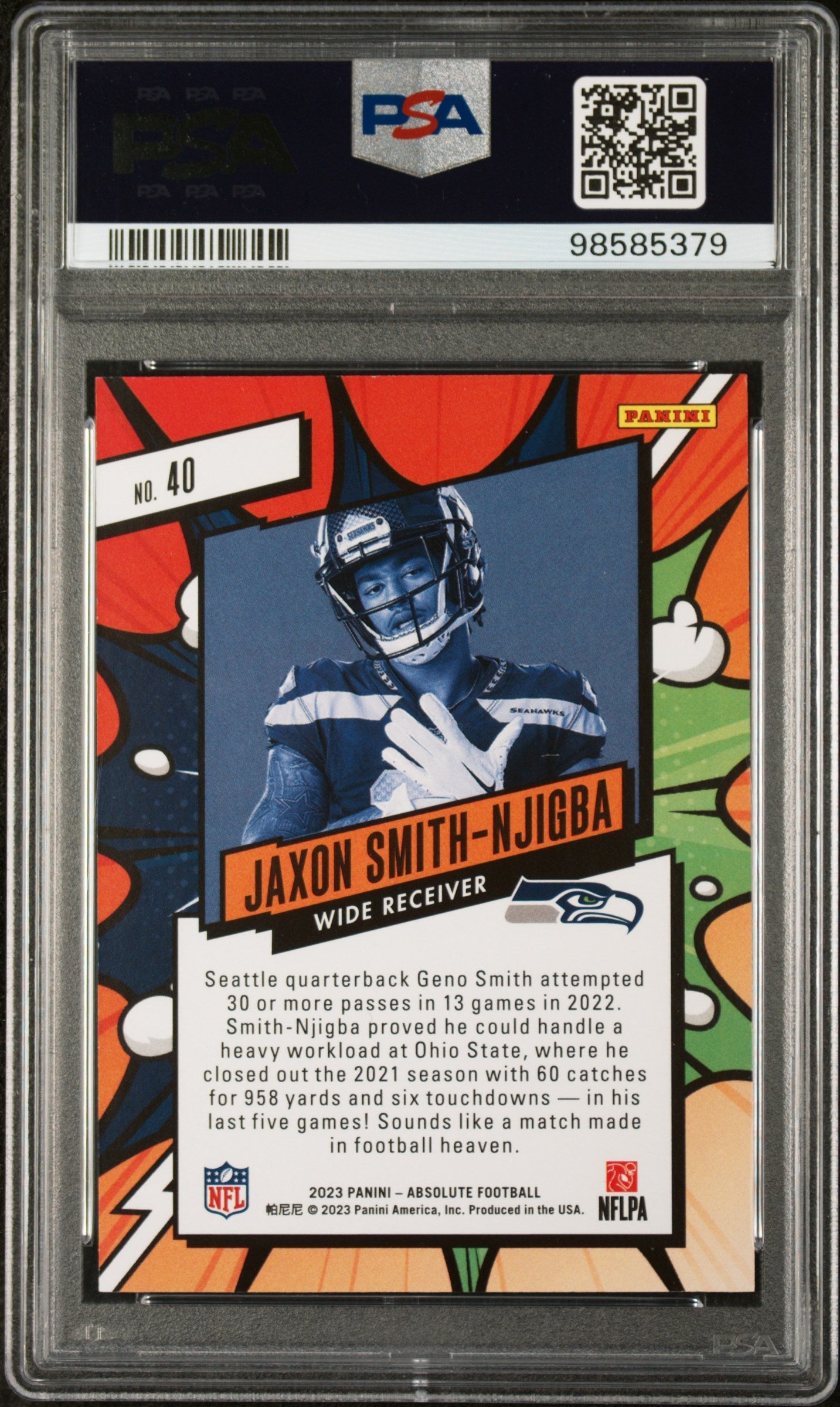 2023 Panini Absolute Explosive Rookie Jaxon Smith-Njigba #40 PSA 10 - Graded Sports Cards