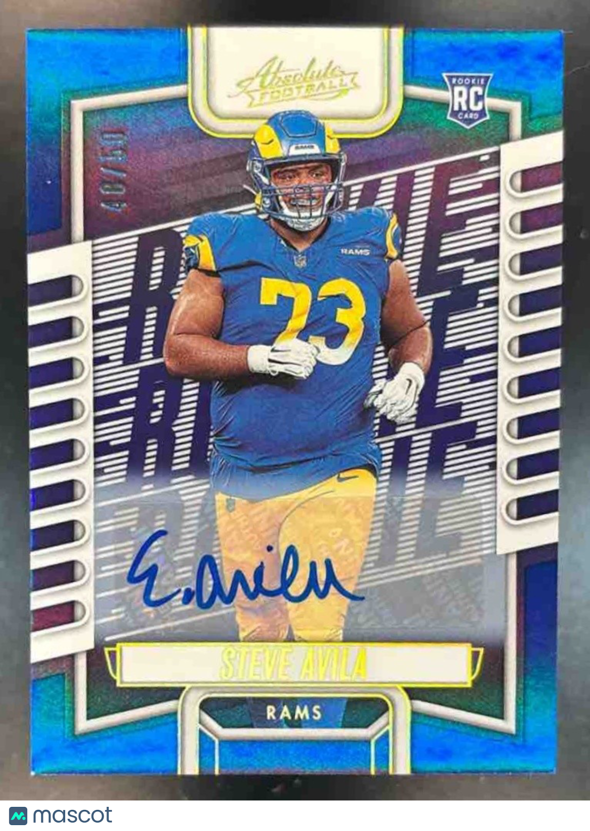 2023 Panini Absolute Steve Avila Signature Blue /50 Auto RC Los Angeles Rams - Sports Cards