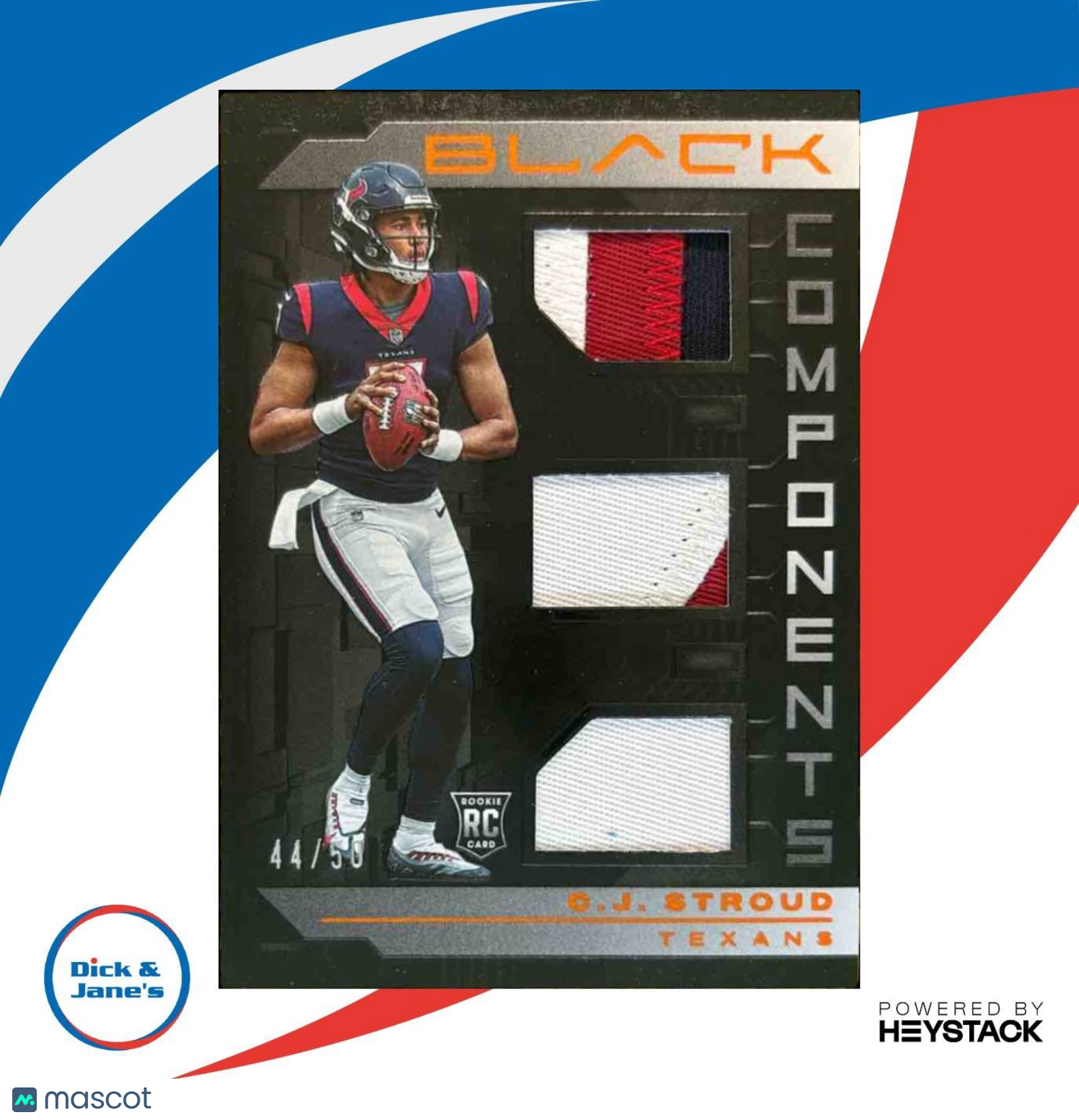 2023 Panini Black C.J. Stroud Components Citrine /50 PATCH RC Houston Texans - Sports Cards