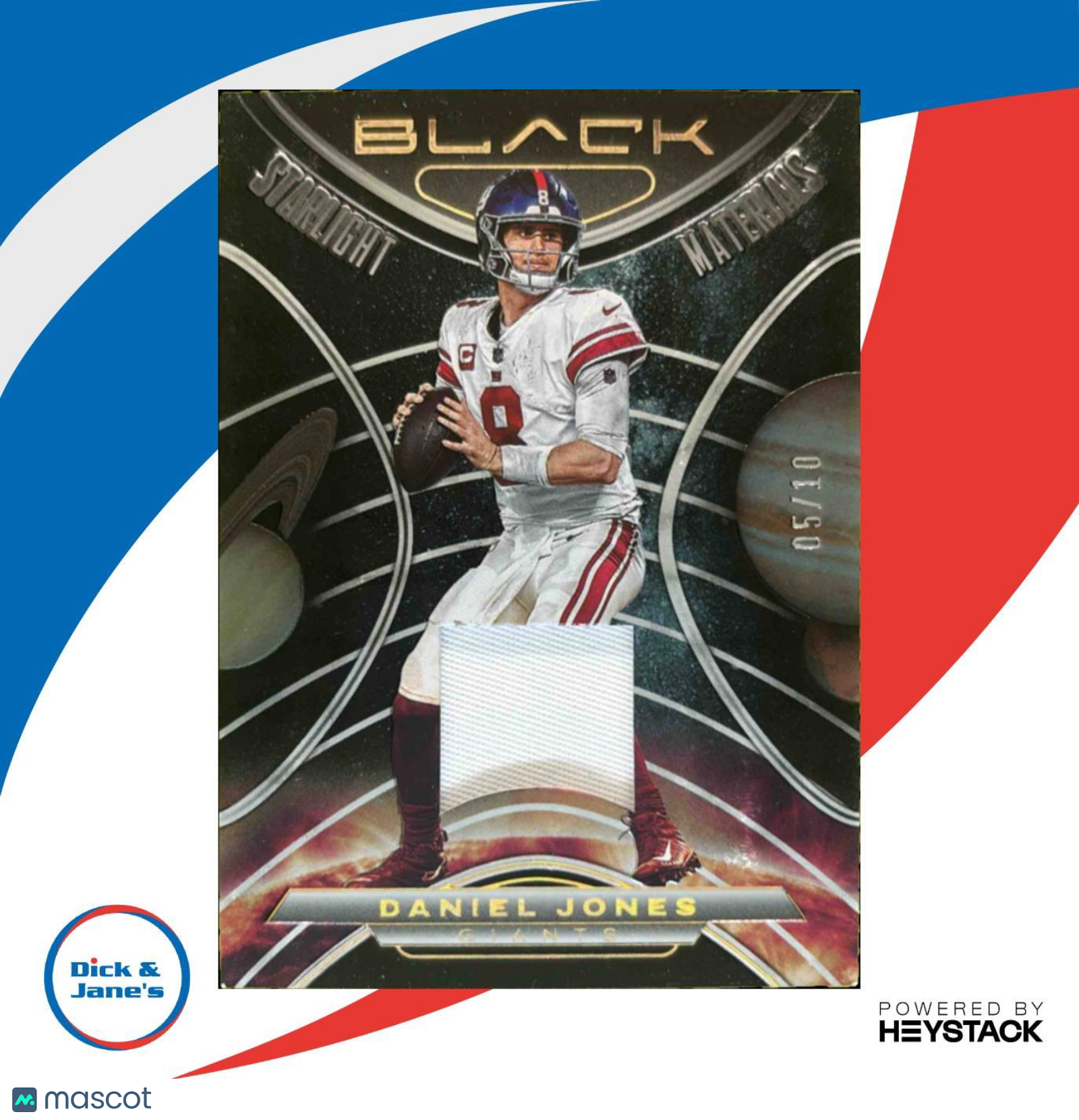 2023 Panini Black Daniel Jones Starlight Materials Ruby 05/10 New York Giants - Sports Cards