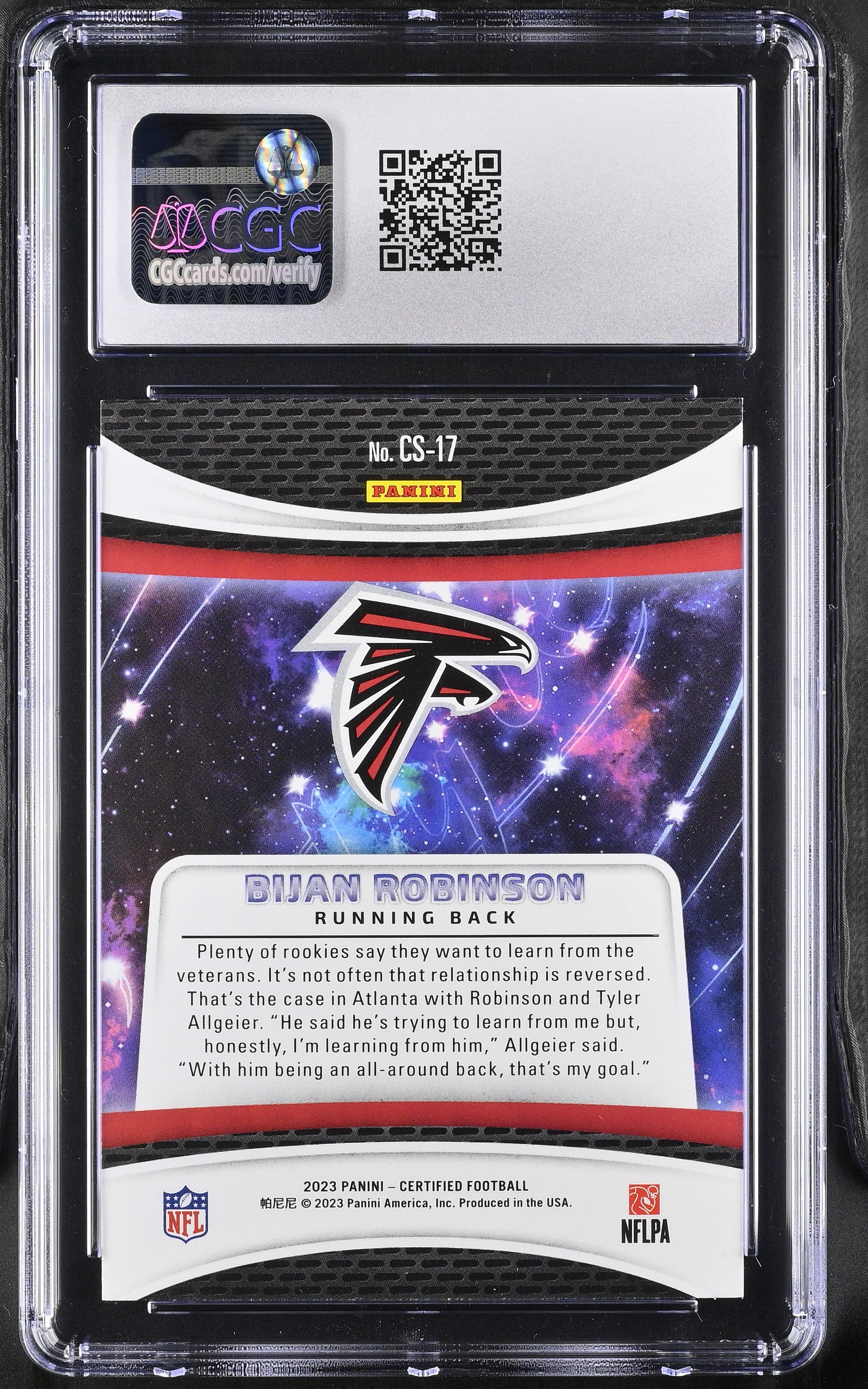 2023 Panini Certified Bijan Robinson Certified Stars #CS-17 CGC 10 Atlanta Hawks - Graded Sports Cards