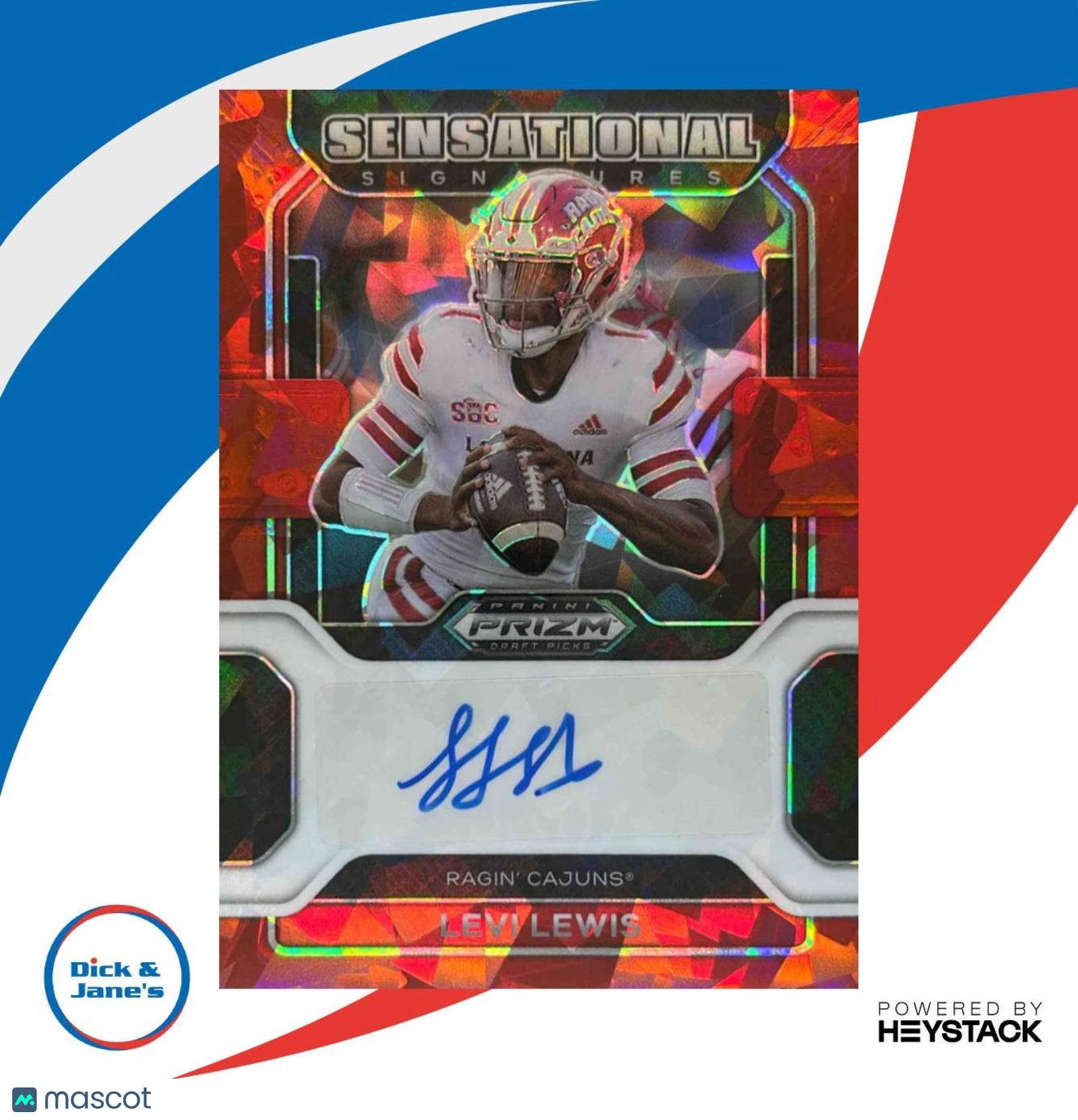 2023 Panini Chronicles Draft Picks Levi Lewis 2022 Prizm Signatures Red Ice - Sports Cards