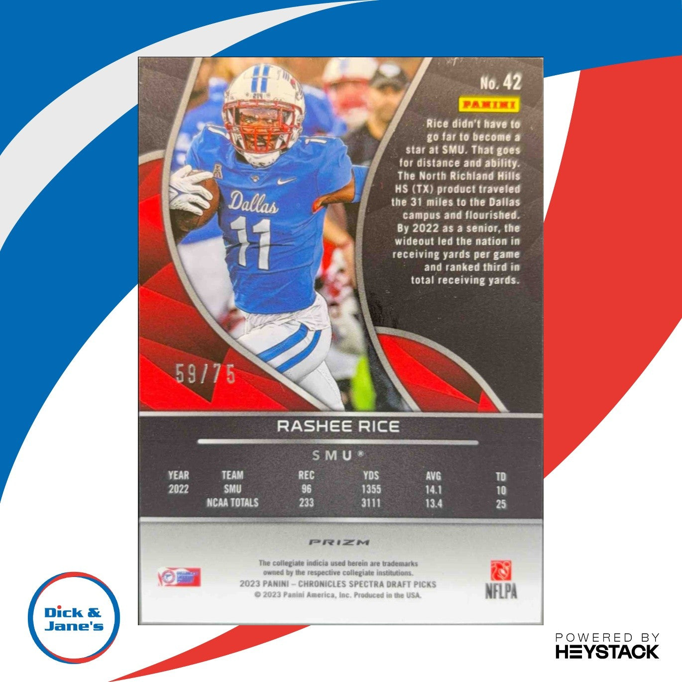2023 Panini Chronicles Draft Picks Rashee Rice Spectra Neon Pink 59/75 #42 RC - Sports Cards