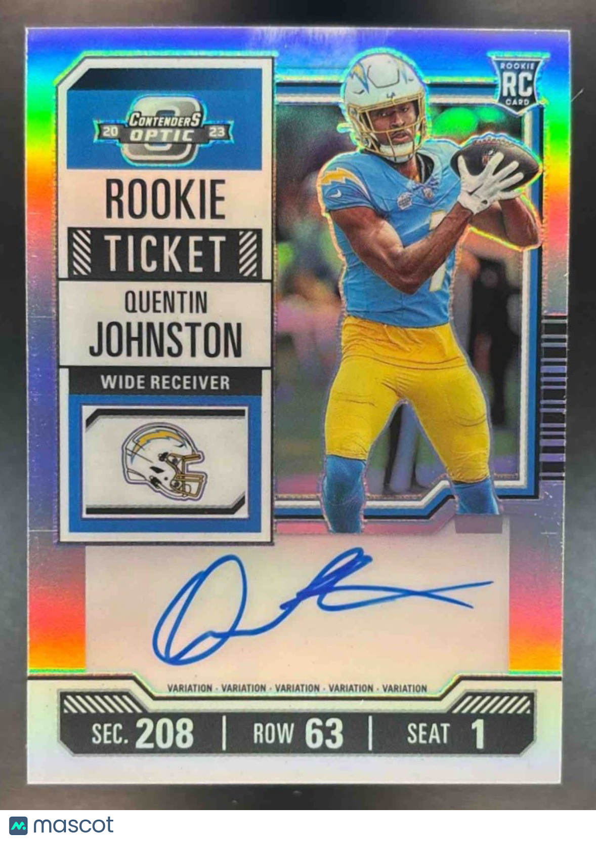2023 Panini Contender Optic Quentin Johnston #128b Rookie Ticket Auto RC Charger - Sports Cards