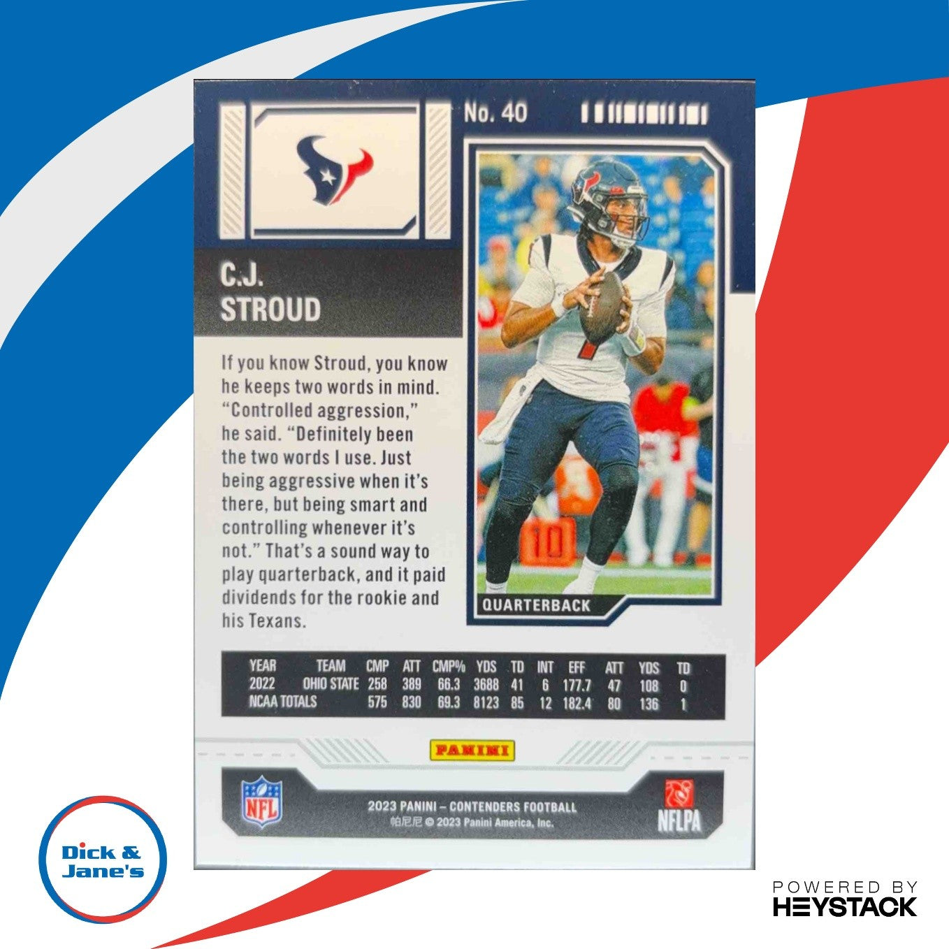 2023 Panini Contenders C.J. Stroud #40 Season Ticket RC Houston Texans Rookie - Sports Cards