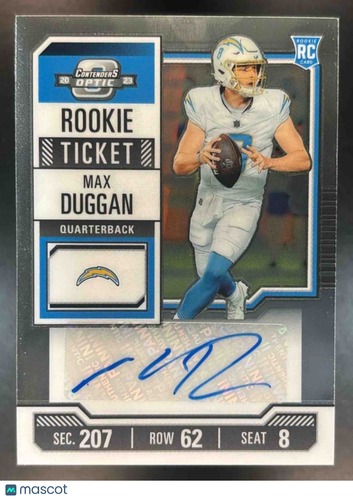2023 Panini Contenders Optic Max Duggan #187 Auto RC Rookie Ticket Chargers - Sports Cards