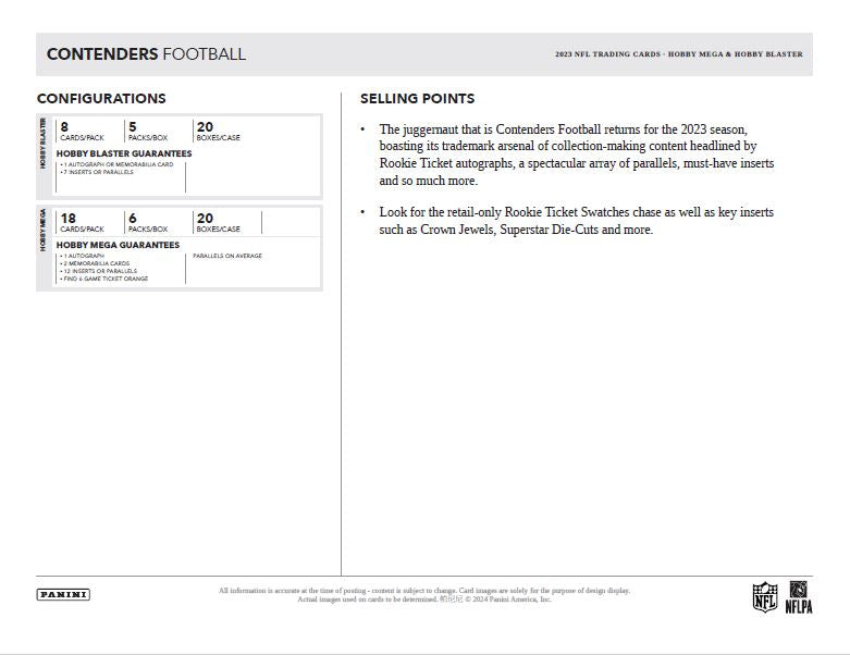 2023 Panini Contenders ROYAL BLUE HOBBY Blaster Box (1 Auto or 1 Rookie Ticket Swatch) 40 Cards - NFL Blaster