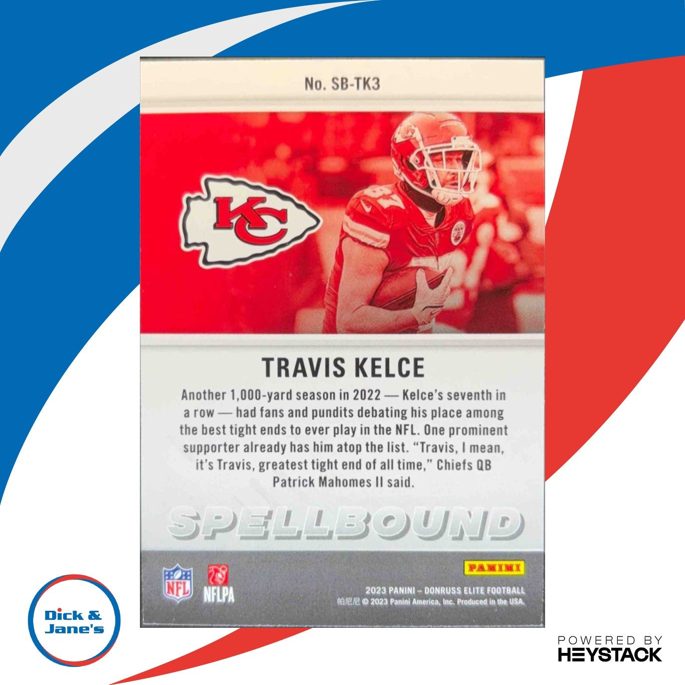 2023 Panini Donruss Elite Travis Kelce Spellbound Green #SB-TK3 Kansas City - Sports Cards