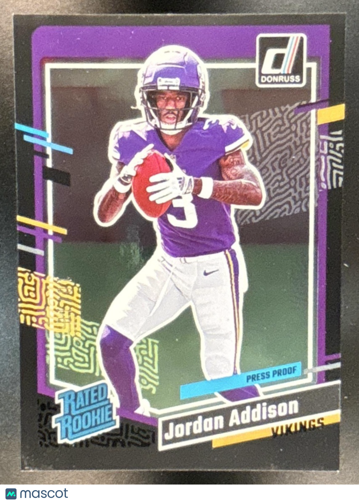 2023 Panini Donruss Jordan Addison Press Proof Black /10 #368 RC Vikings - Sports Cards