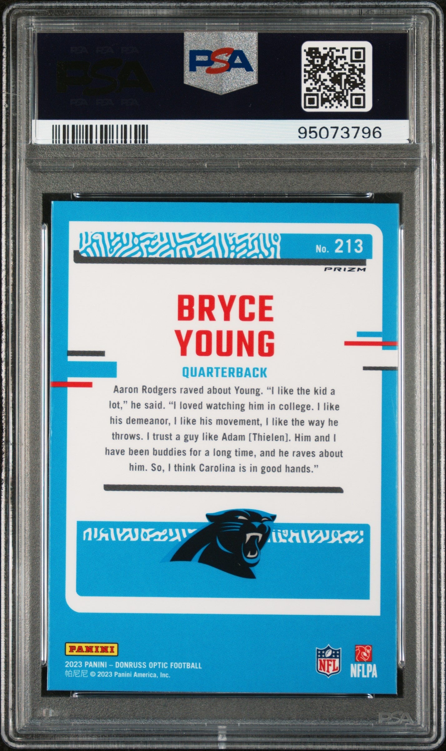 2023 Panini Donruss Optic Bryce Young Pink #213 PSA 9 - Graded Sports Cards