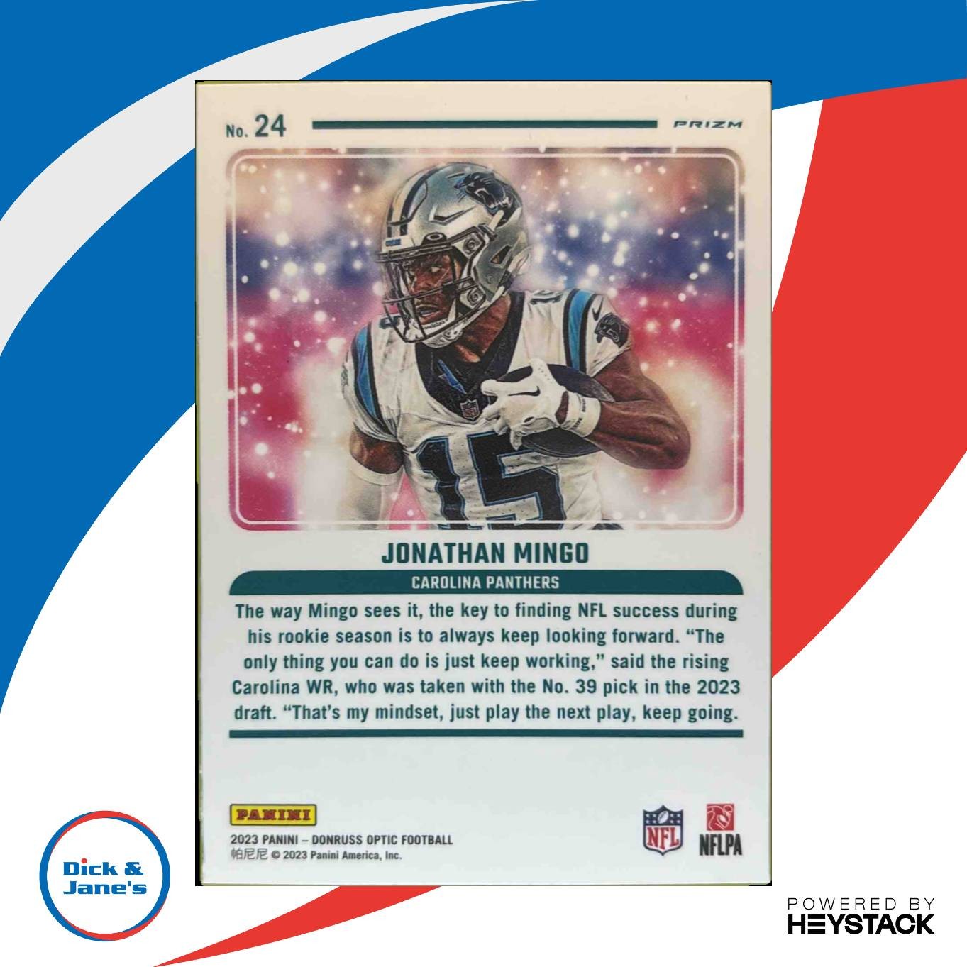 2023 Panini Donruss Optic Jonathan Mingo Mythical #24 RC Carolina Panthers - Sports Cards