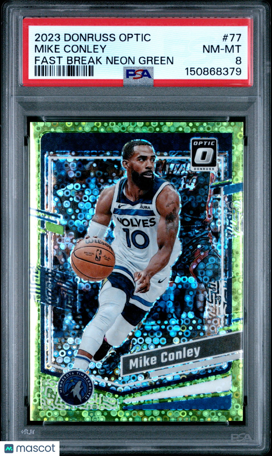 2023 Panini Donruss Optic Mike Conley Fast Break Neon Green #77 PSA 8 - Graded Sports Cards