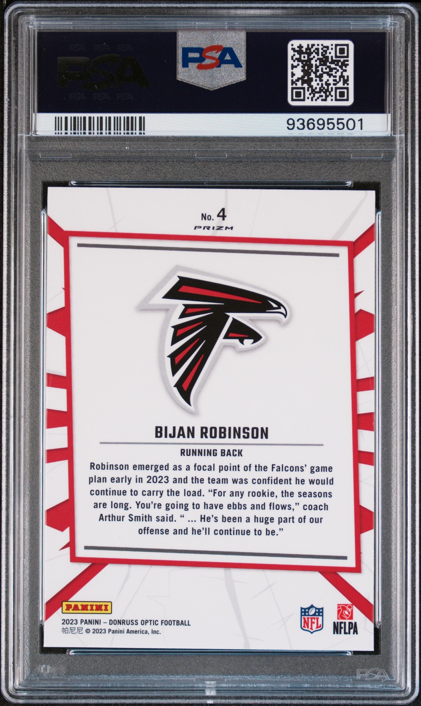 2023 Panini Donruss Optic My House! Bijan Robinson Short Print Rookie #4 PSA 10 - Graded Sports Cards